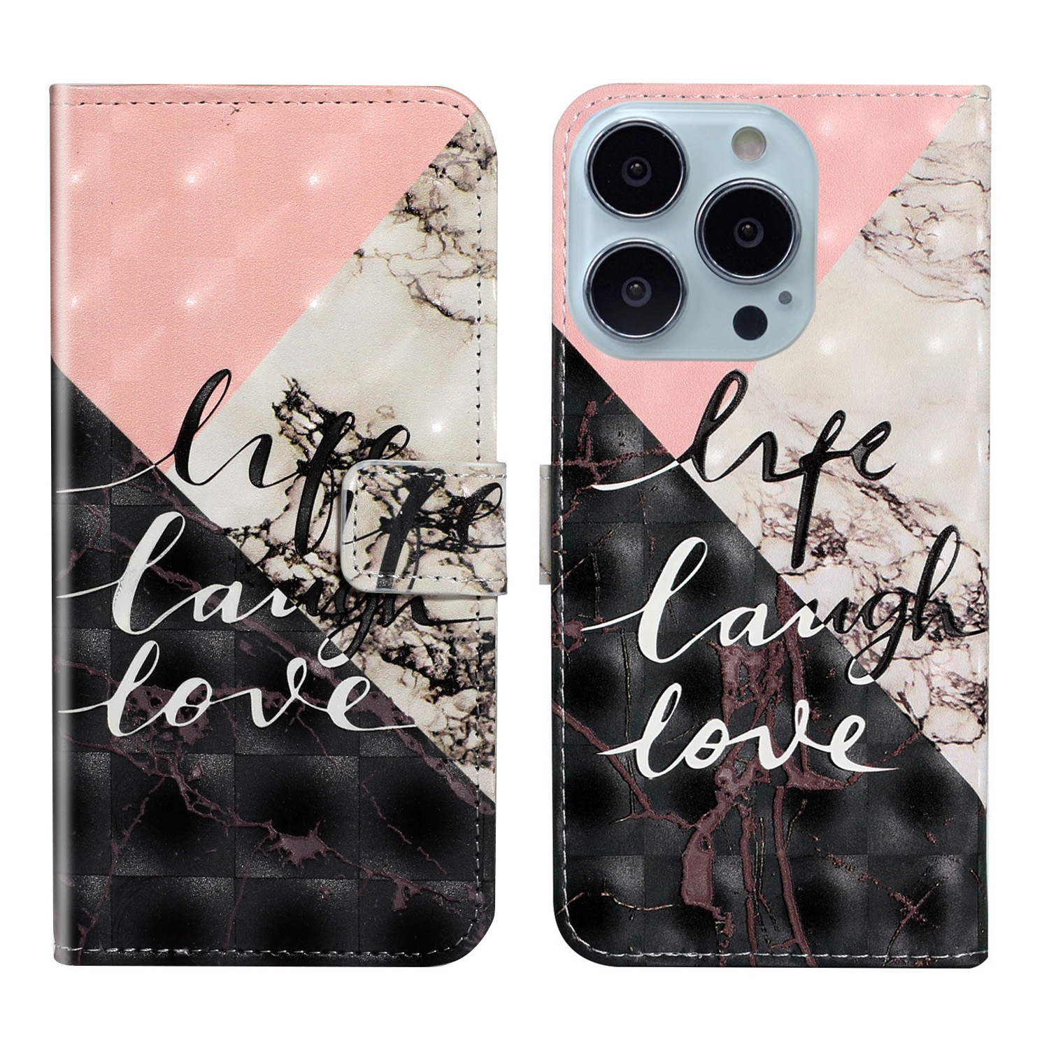 For iPhone 14 Pro 3D Drawing Leather Phone Case(Stitching Marble) For iPhone 14 Pro 3D Drawing Leather Phone Case(Stitching Marble)