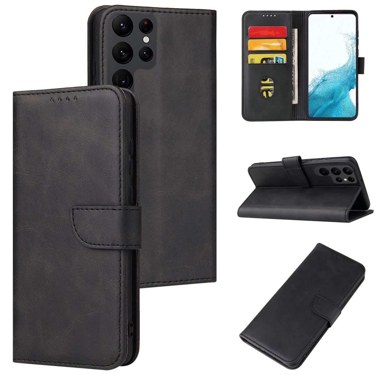 For Samsung Galaxy S22 Ultra 5G Calf Texture Buckle Flip Leather Phone Case(Black) For Samsung Galaxy S22 Ultra 5G Calf Texture Buckle Flip Leather Phone Case(Black)