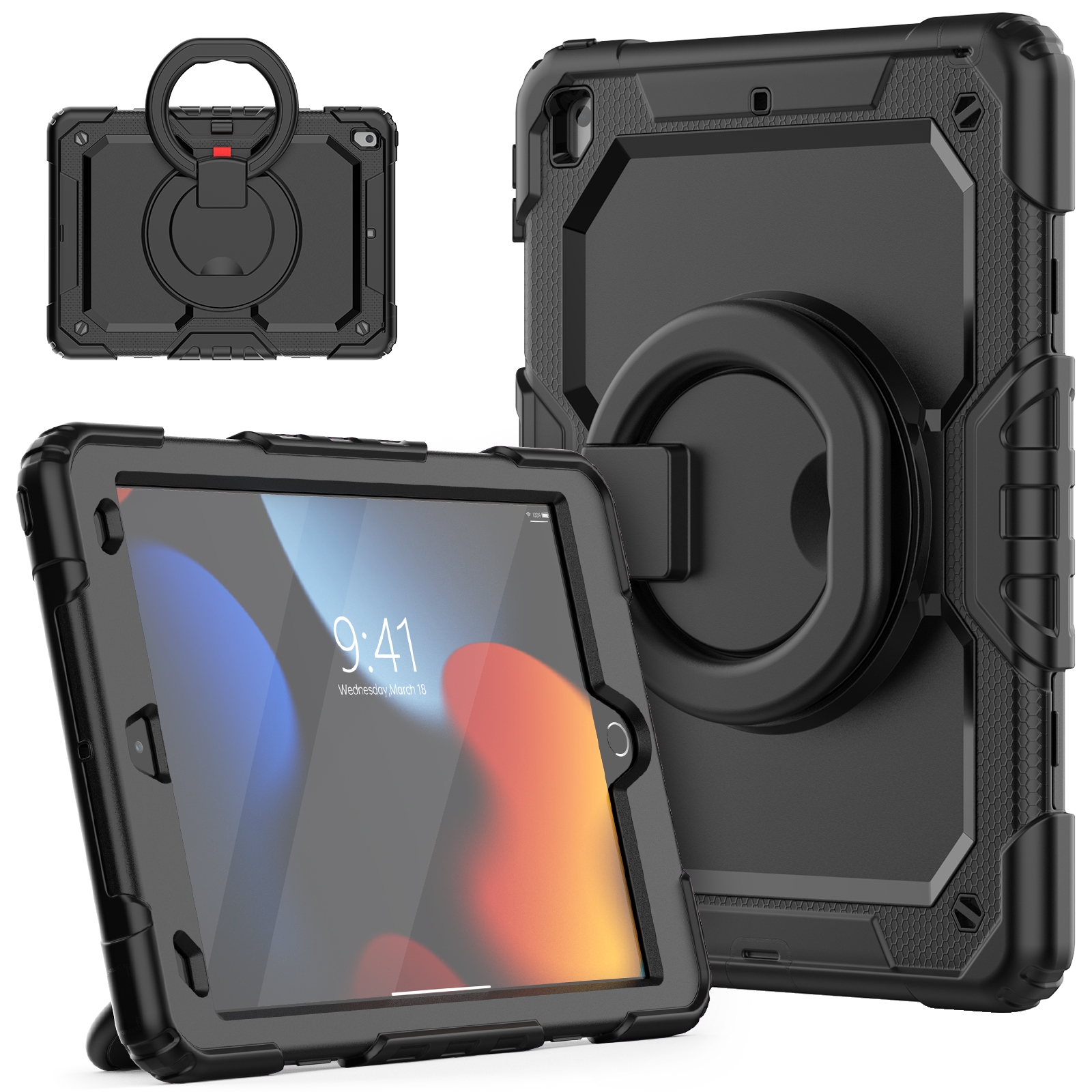 For iPad 10.2 2021 / 2020 / 2019 Bracelet Holder Silicone + PC Tablet Case(Black) For iPad 10.2 2021 / 2020 / 2019 Bracelet Holder Silicone + PC Tablet Case(Black)