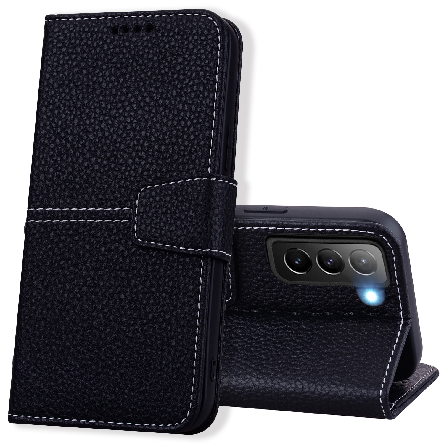 For Samsung Galaxy S22 5G Litchi RFID Leather Phone Case(Black) For Samsung Galaxy S22 5G Litchi RFID Leather Phone Case(Black)
