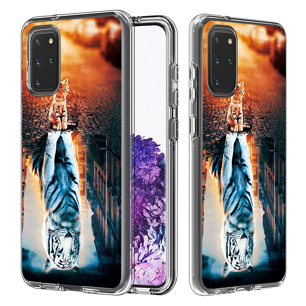 For Galaxy S20+ 2 In 1 PC + TPU Card Pattern Transparent Protective Case(Cat and Tiger) For Galaxy S20+ 2 In 1 PC + TPU Card Pattern Transparent Protective Case(Cat and Tiger)