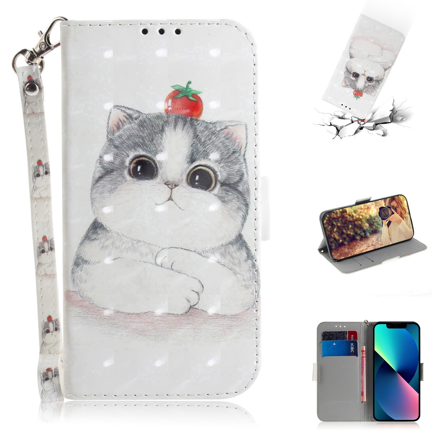 For iPhone 14 Plus 3D Colored Horizontal Flip Leather Phone Case (Cute Cat) For iPhone 14 Plus 3D Colored Horizontal Flip Leather Phone Case (Cute Cat)