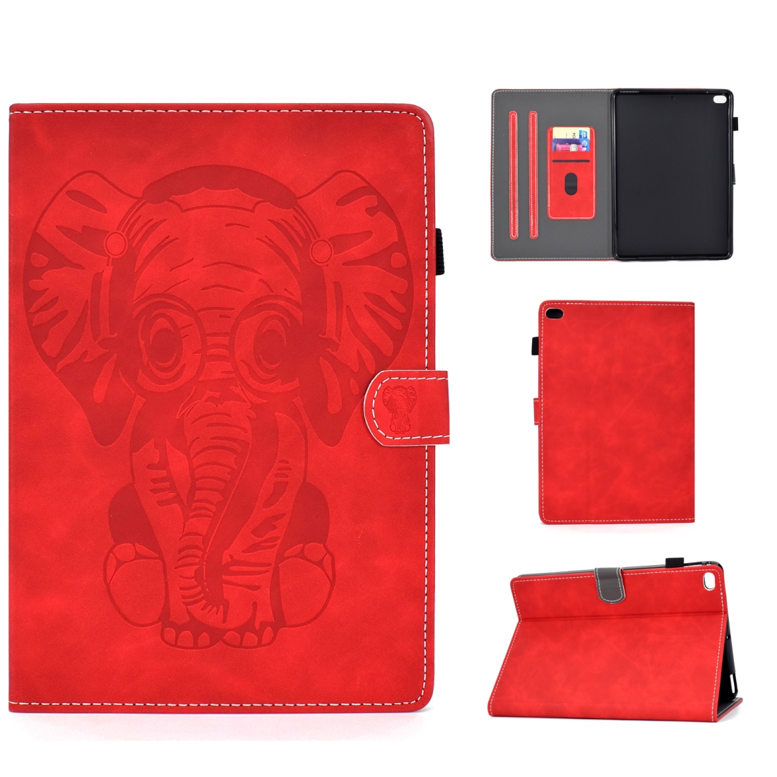 For iPad 9.7 2017 / 2018 Embossed Elephant Pattern Horizontal Flip PU Leather Case with Sleep Function & Magnetic Buckle & Bracket and Card Slot(Red) For iPad 9.7 2017 / 2018 Embossed Elephant Pattern Horizontal Flip PU Leather Case with Sleep Function & Magnetic Buckle & Bracket and Card Slot(Red)