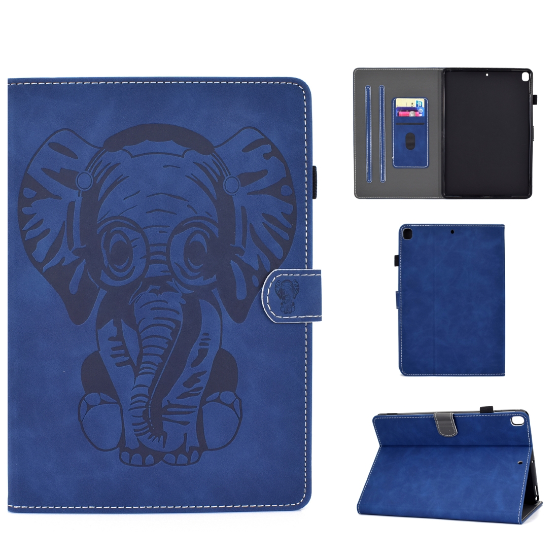For iPad 10.2 10.5 / iPad Air 10.5 2019 Embossed Elephant Pattern Horizontal Flip PU Leather Case with Sleep Function & Magnetic Buckle & Bracket and Card Slot(Blue) For iPad 10.2 10.5 / iPad Air 10.5 2019 Embossed Elephant Pattern Horizontal Flip PU Leather Case with Sleep Function & Magnetic Buckle & Bracket and Card Slot(Blue)