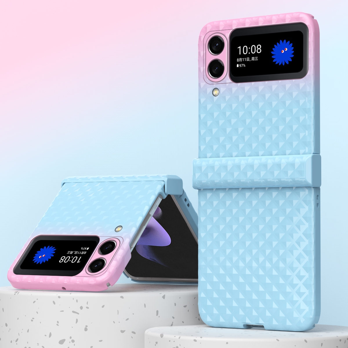 For Samsung Galaxy Z Flip4 Rainbow Gradient Hinge Shockproof Phone Case(Blue Pink) For Samsung Galaxy Z Flip4 Rainbow Gradient Hinge Shockproof Phone Case(Blue Pink)