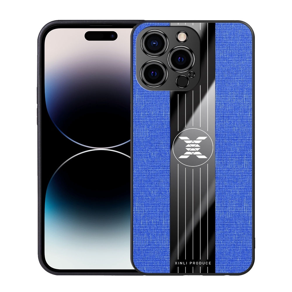 For iPhone 14 Pro Max XINLI Stitching Cloth Texture Phone Case (Blue) For iPhone 14 Pro Max XINLI Stitching Cloth Texture Phone Case (Blue)