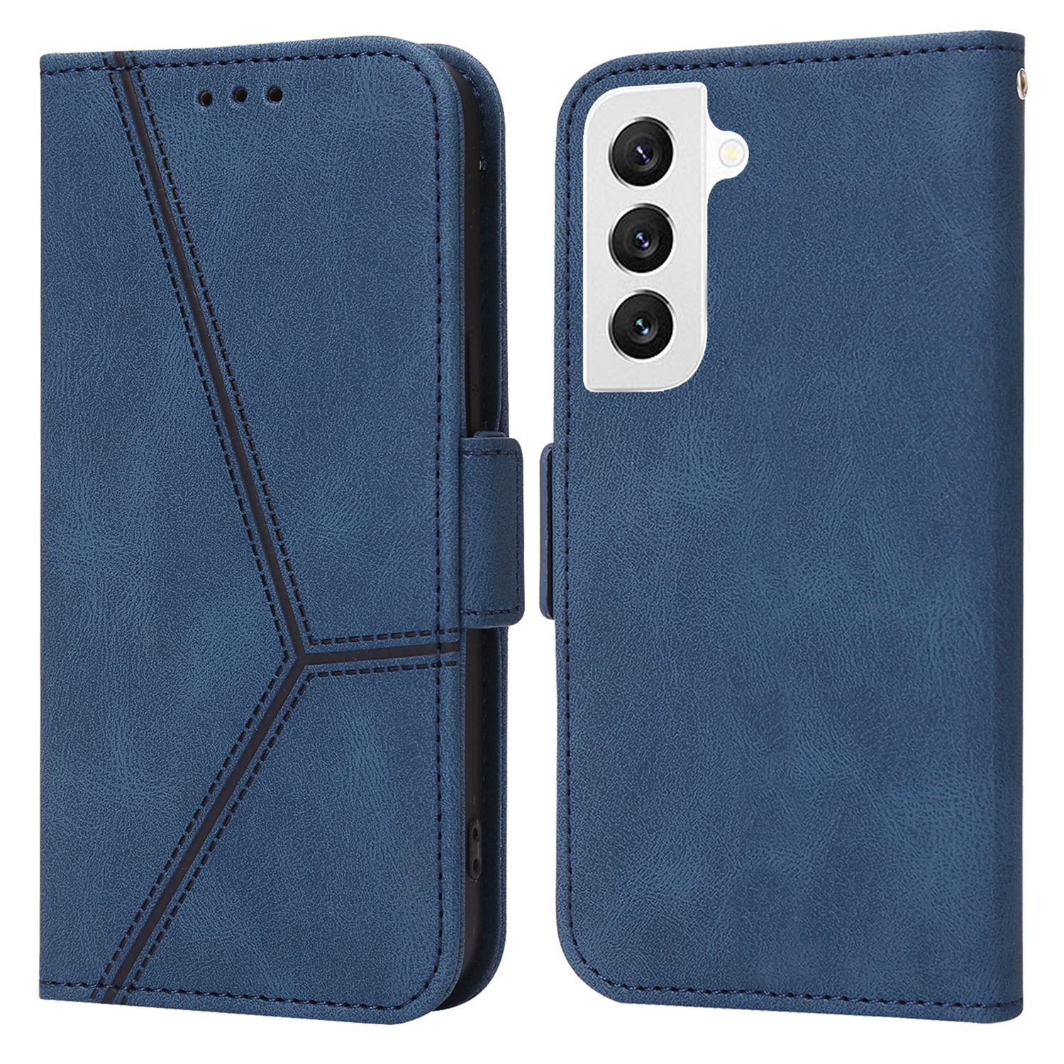 For Samsung Galaxy S22 5G Embossing Stripe RFID Leather Phone Case(Blue) For Samsung Galaxy S22 5G Embossing Stripe RFID Leather Phone Case(Blue)