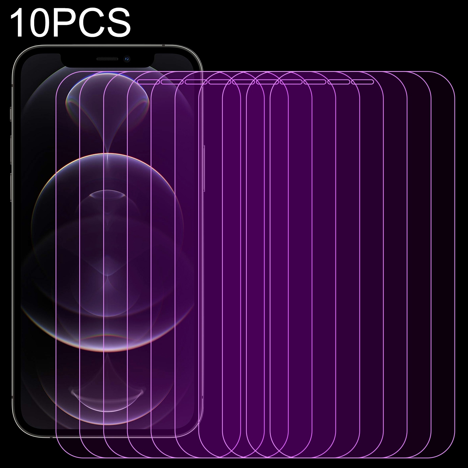 For iPhone 12 / 12 Pro 10pcs Purple Light Eye Protection Tempered Glass Film For iPhone 12 / 12 Pro 10pcs Purple Light Eye Protection Tempered Glass Film