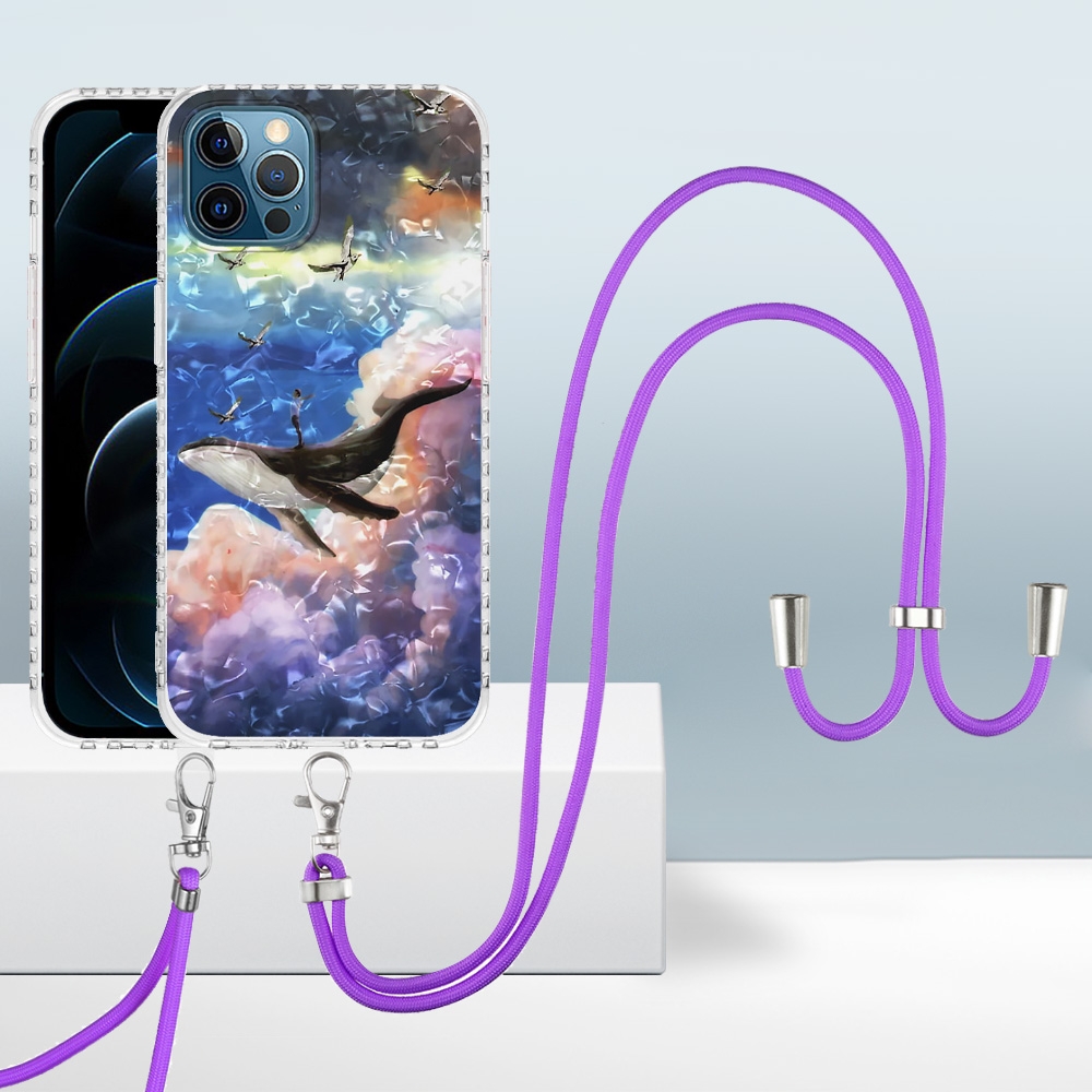 For iPhone 12 Pro Max 2.0mm Airbag Shockproof TPU Phone Case with Lanyard(Whale) For iPhone 12 Pro Max 2.0mm Airbag Shockproof TPU Phone Case with Lanyard(Whale)
