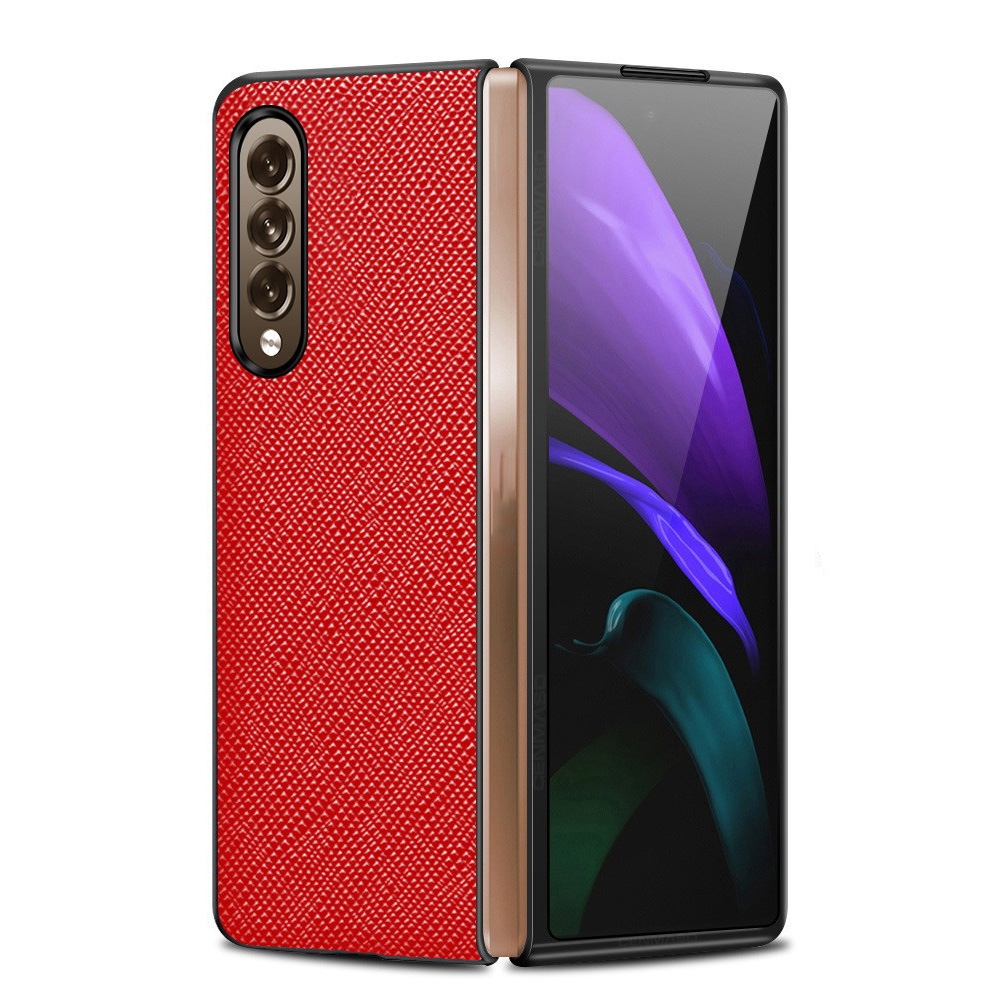 For Samsung Galaxy Z Fold4 Genuine Leather Protective Phone Case(Cross Red) For Samsung Galaxy Z Fold4 Genuine Leather Protective Phone Case(Cross Red)