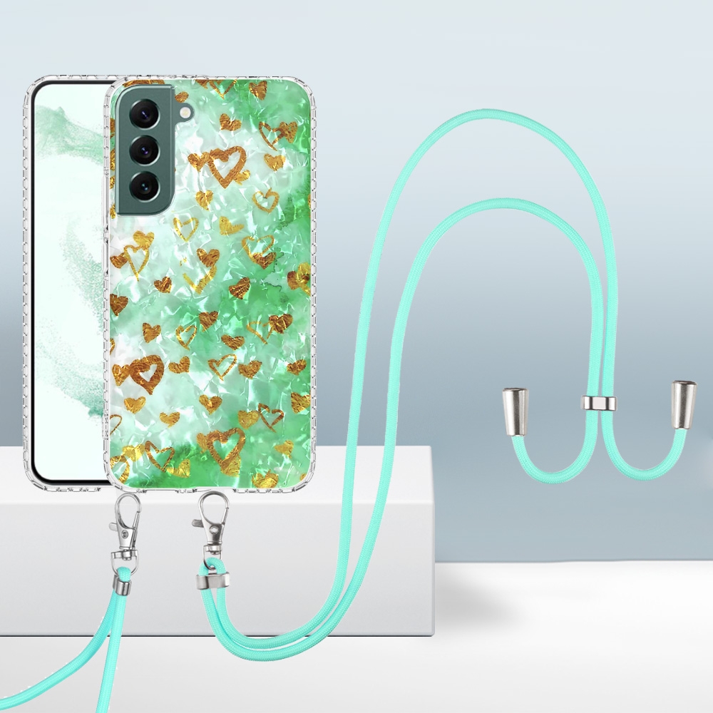 For Samsung Galaxy S22 5G 2.0mm Airbag Shockproof TPU Phone Case with Lanyard(Gold Heart) For Samsung Galaxy S22 5G 2.0mm Airbag Shockproof TPU Phone Case with Lanyard(Gold Heart)