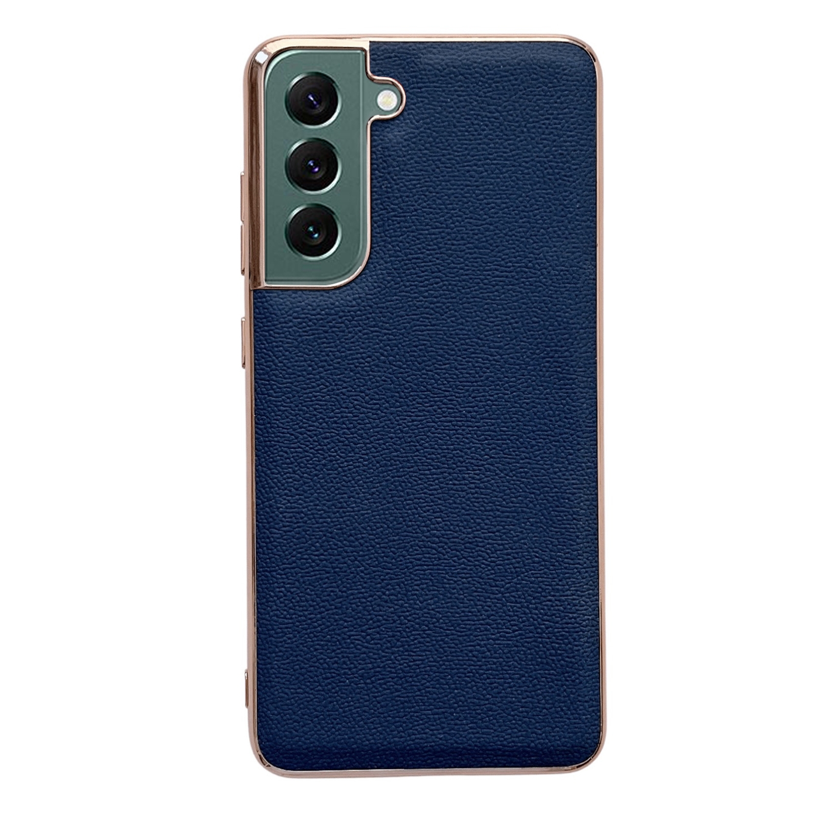 For Samsung Galaxy S22+ 5G Genuine Leather Luolai Series Nano Electroplating Phone Case(Dark Blue) For Samsung Galaxy S22+ 5G Genuine Leather Luolai Series Nano Electroplating Phone Case(Dark Blue)