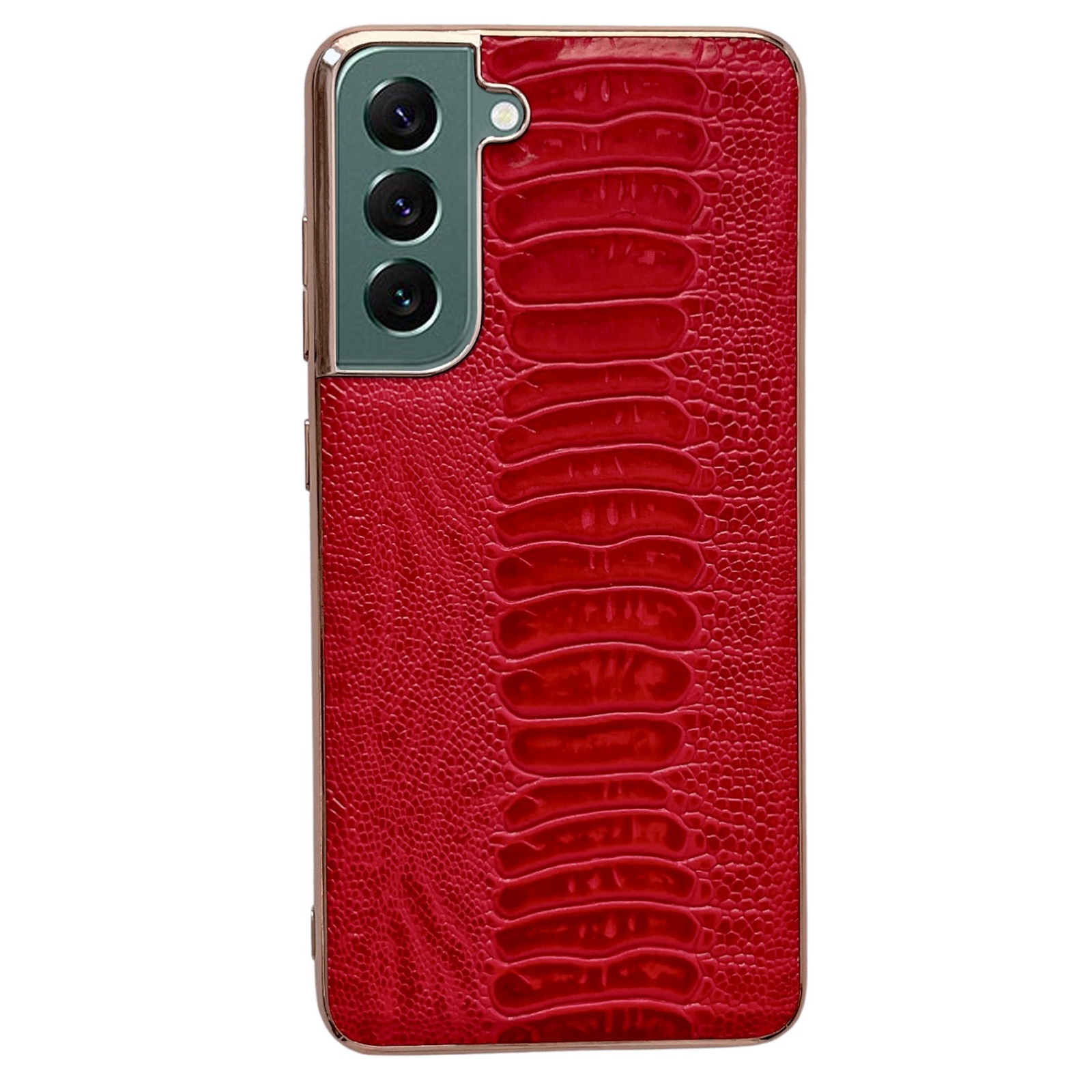 For Samsung Galaxy S21+ 5G Genuine Leather Weilai Series Nano Electroplating Phone Case(Red)