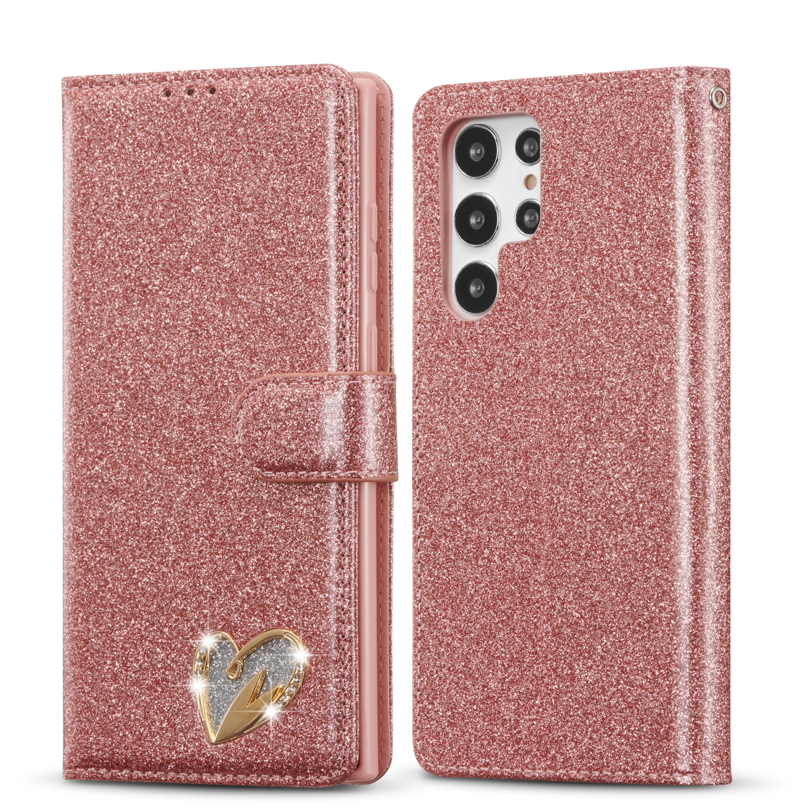 For Samsung Galaxy S22 5G Glitter Powder Love Leather Phone Case(Pink) For Samsung Galaxy S22 5G Glitter Powder Love Leather Phone Case(Pink)