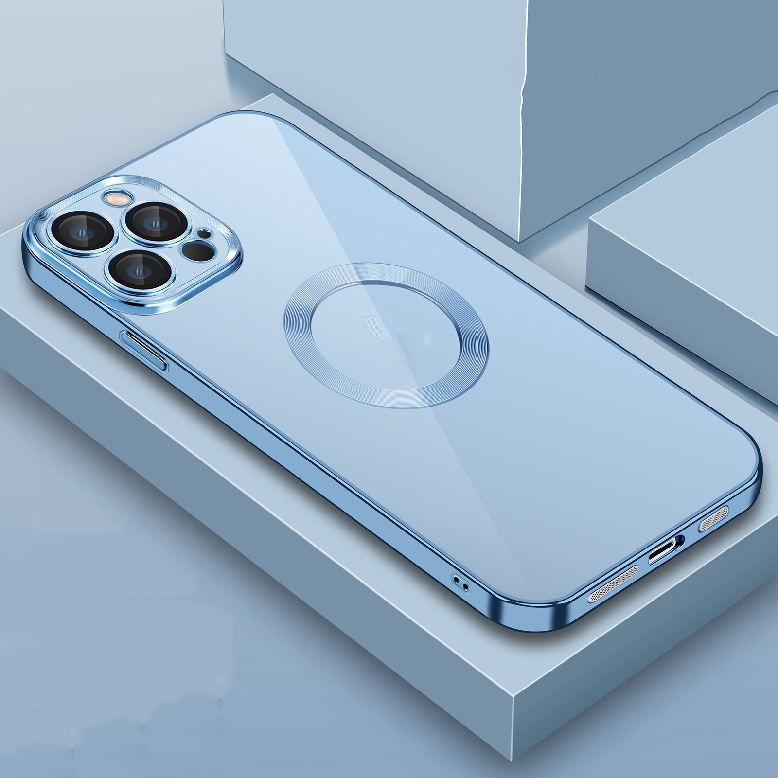 For iPhone 14 Pro 9D Plated Lens Film Clear Phone Case(Sierra Blue) For iPhone 14 Pro 9D Plated Lens Film Clear Phone Case(Sierra Blue)