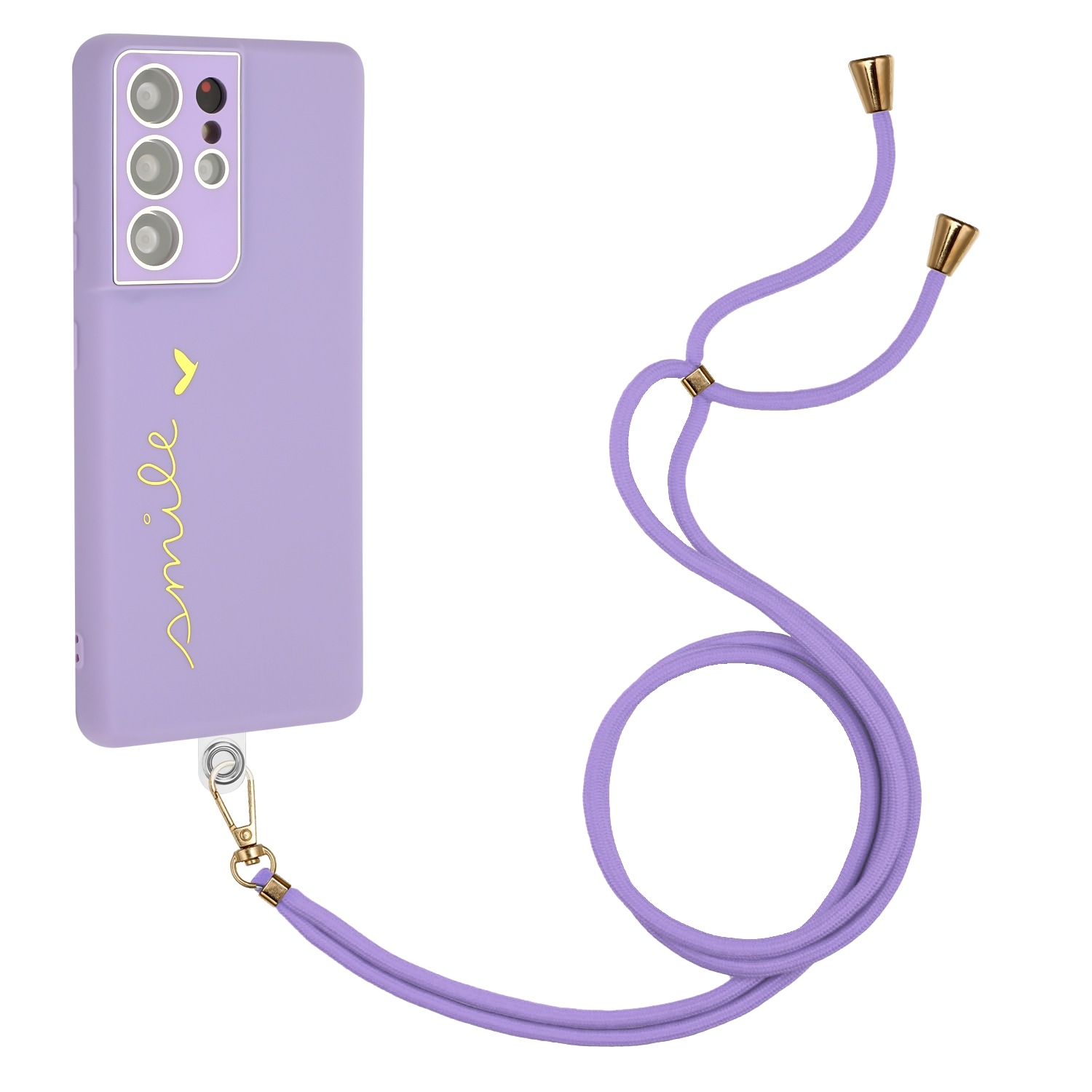For Samsung Galaxy S21 Ultra 5G Gilding Line TPU Phone Case with Strap(Light Purple) For Samsung Galaxy S21 Ultra 5G Gilding Line TPU Phone Case with Strap(Light Purple)