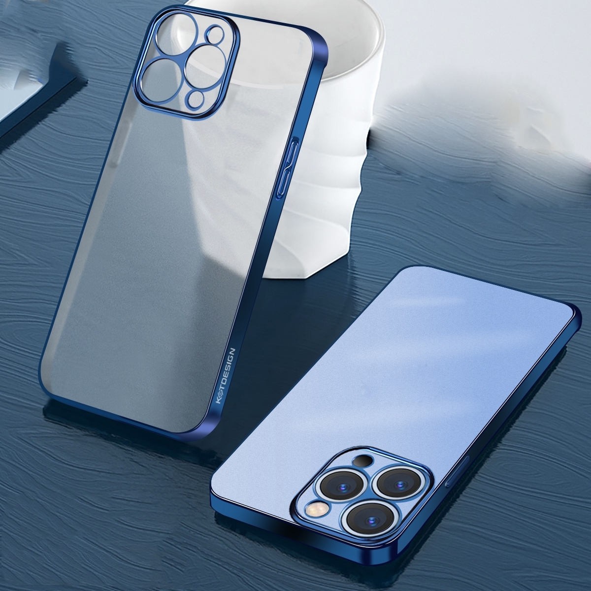 For iPhone 14 Wing Plating Translucent Frosted Phone Case (Navy Blue) For iPhone 14 Wing Plating Translucent Frosted Phone Case (Navy Blue)