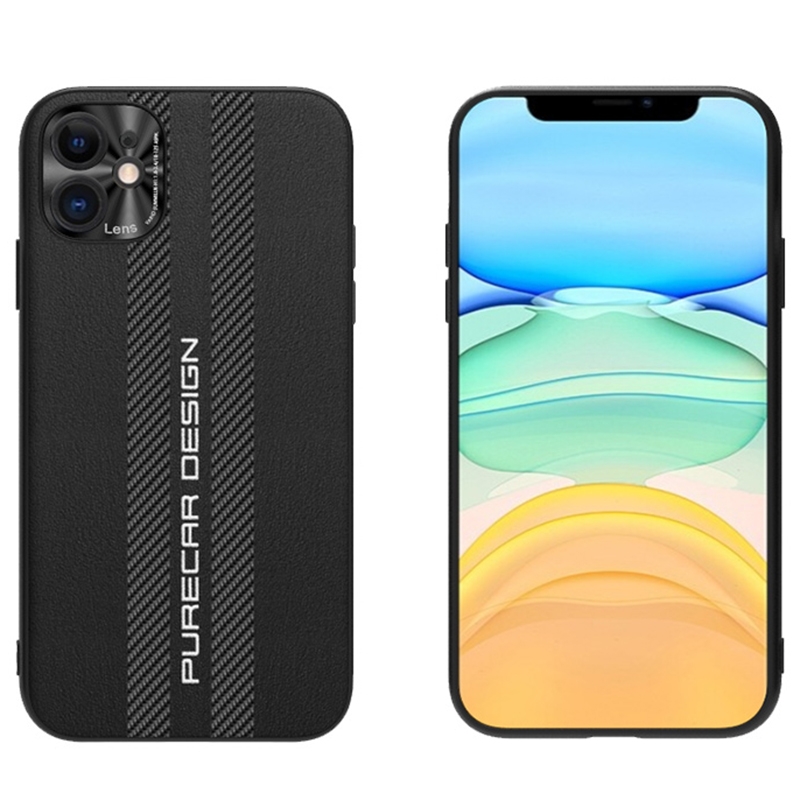 For iPhone 11 Carbon Fiber Texture Plain Leather Phone Case (Black) For iPhone 11 Carbon Fiber Texture Plain Leather Phone Case (Black)