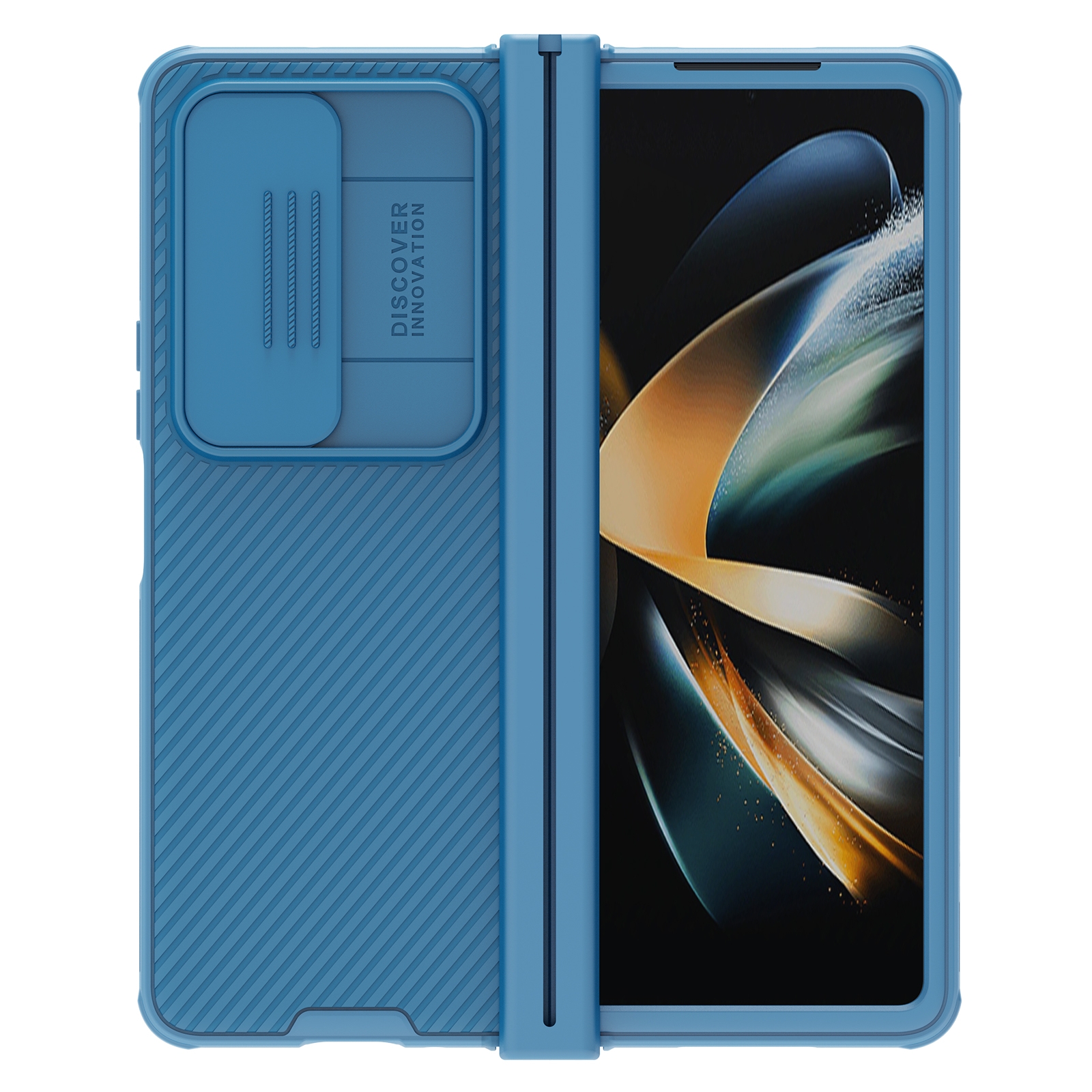 For Samsung Galaxy Z Fold4 NILLKIN Black Mirror Pro Series Camshield PC Phone Case, Simple Set (Blue)