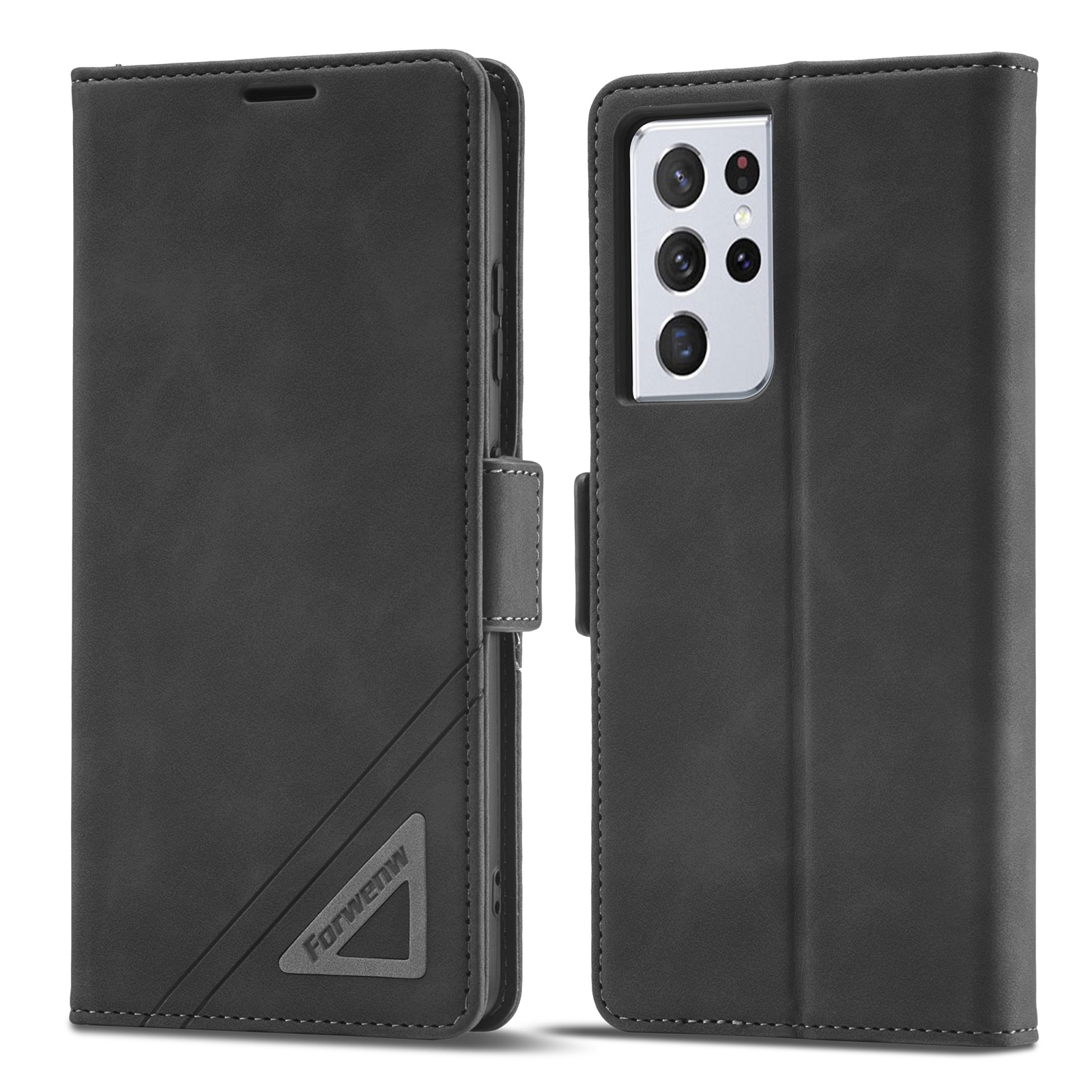 For Samsung Galaxy S21 Ultra 5G Forwenw Dual-side Buckle Leather Phone Case(Black) For Samsung Galaxy S21 Ultra 5G Forwenw Dual-side Buckle Leather Phone Case(Black)