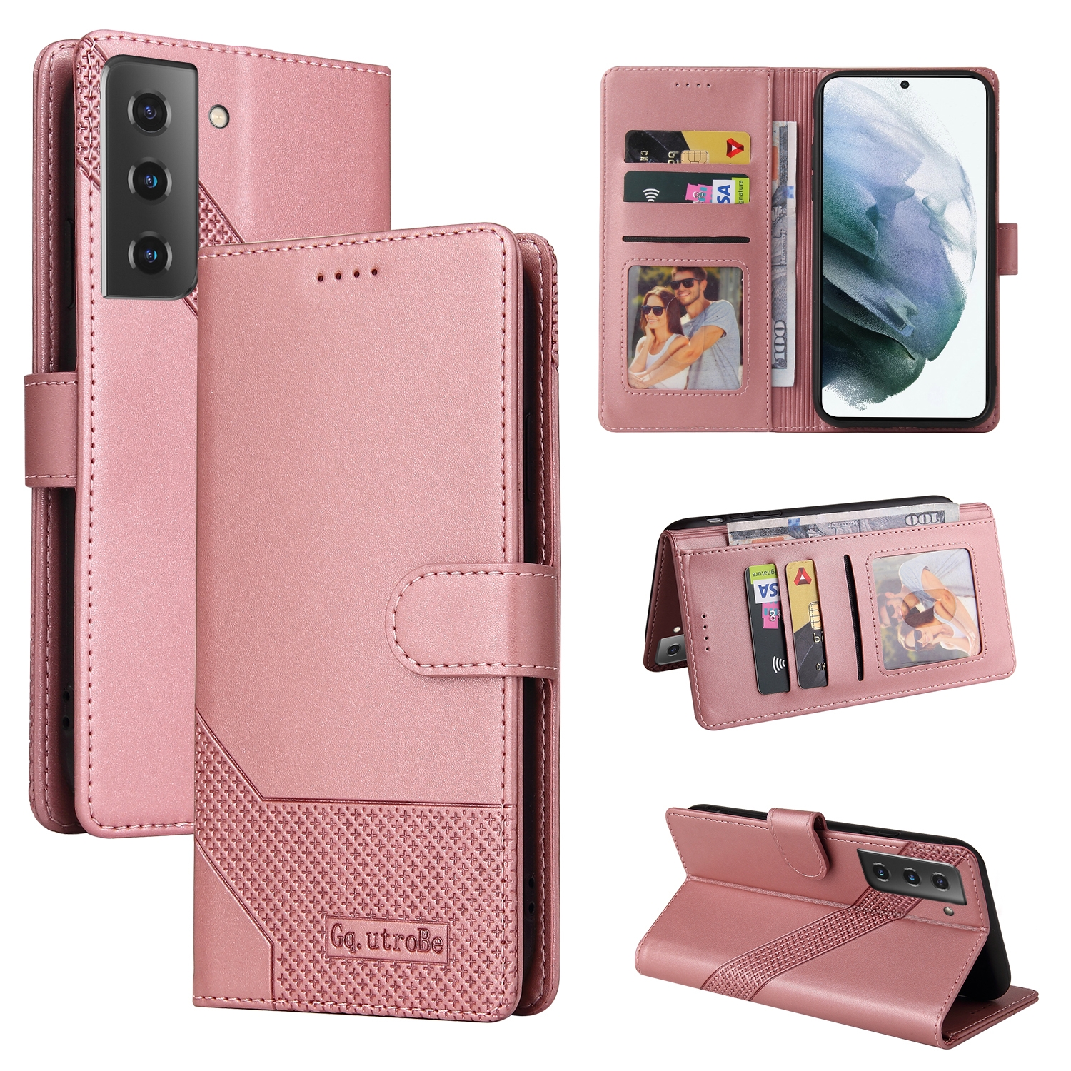 For Samsung Galaxy S21 5G GQUTROBE Skin Feel Magnetic Leather Phone Case(Rose Gold) For Samsung Galaxy S21 5G GQUTROBE Skin Feel Magnetic Leather Phone Case(Rose Gold)