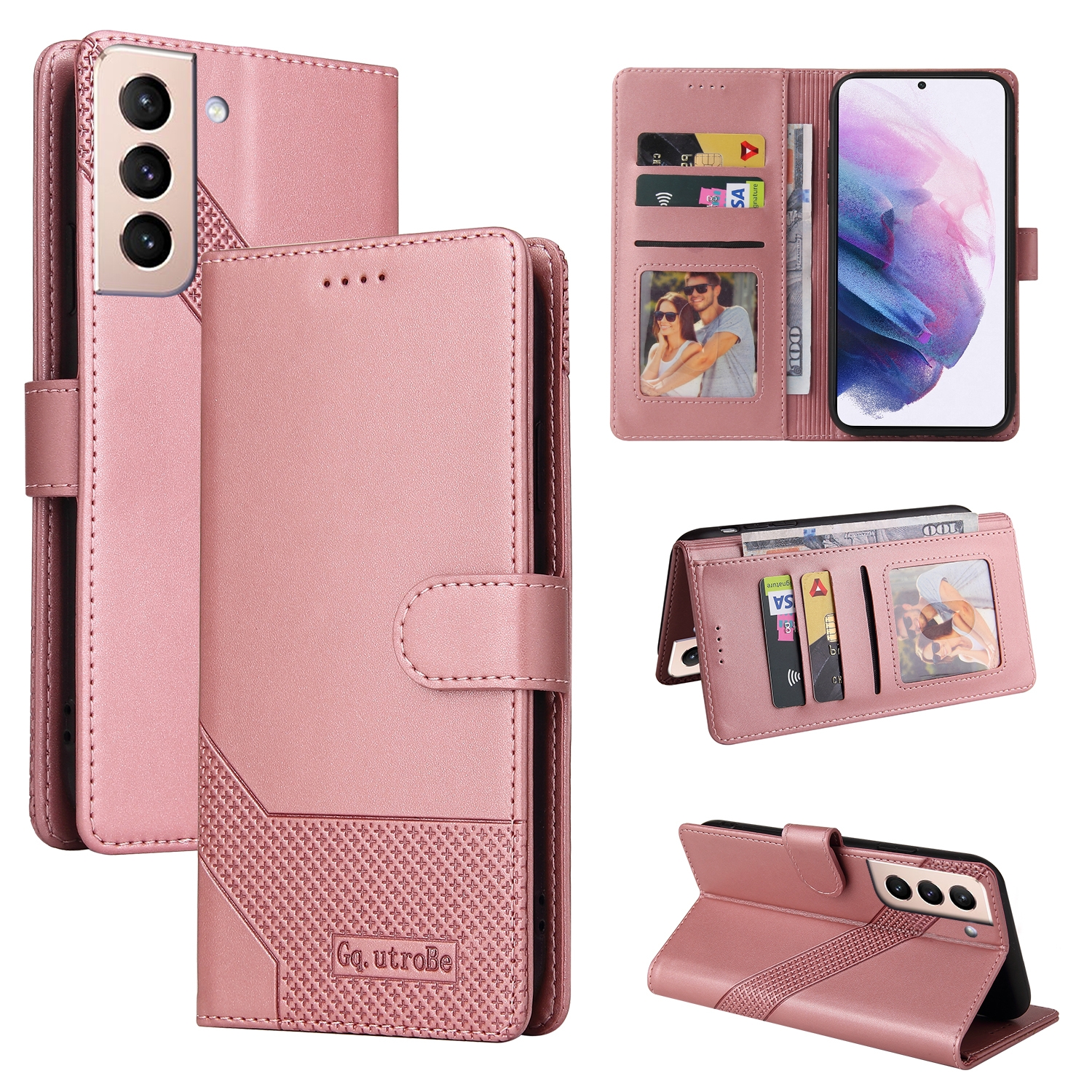 For Samsung Galaxy S21+ 5G GQUTROBE Skin Feel Magnetic Leather Phone Case(Rose Gold) For Samsung Galaxy S21+ 5G GQUTROBE Skin Feel Magnetic Leather Phone Case(Rose Gold)