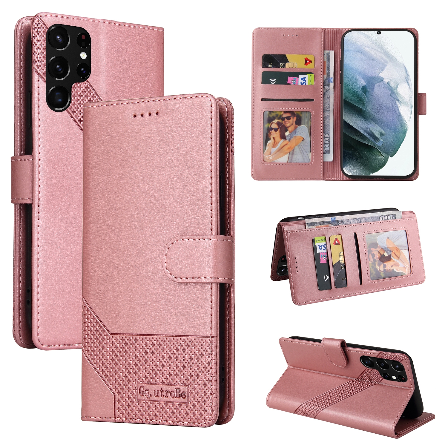 For Samsung Galaxy S22 Ultra 5G GQUTROBE Skin Feel Magnetic Leather Phone Case(Rose Gold) For Samsung Galaxy S22 Ultra 5G GQUTROBE Skin Feel Magnetic Leather Phone Case(Rose Gold)