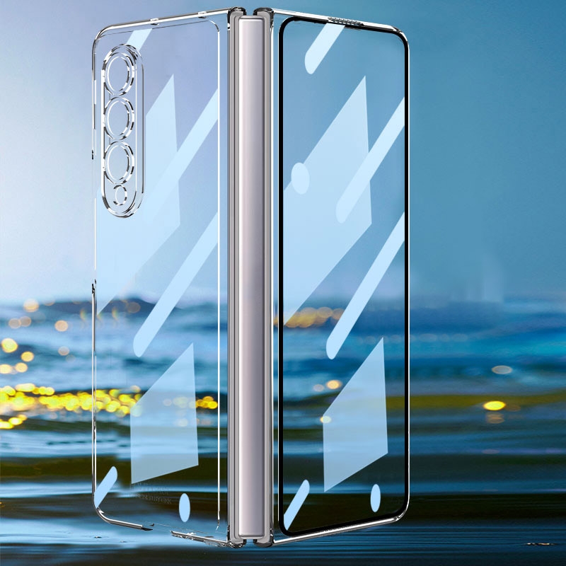 For Samsung Galaxy Z Fold4 GKK Integrated Electroplating + Glass Full Coverage Phone Case(Transparent) For Samsung Galaxy Z Fold4 GKK Integrated Electroplating + Glass Full Coverage Phone Case(Transparent)