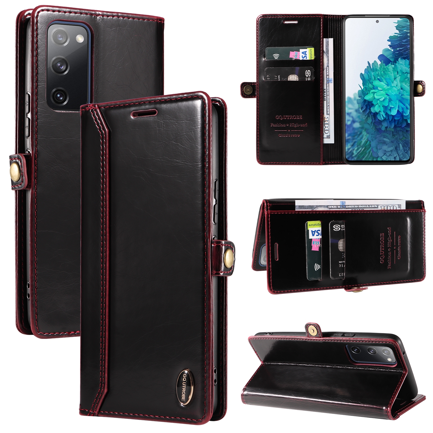 For Samsung Galaxy S20 FE / S20 FE 5G GQUTROBE RFID Blocking Oil Wax Leather Phone Case(Red) For Samsung Galaxy S20 FE / S20 FE 5G GQUTROBE RFID Blocking Oil Wax Leather Phone Case(Red)