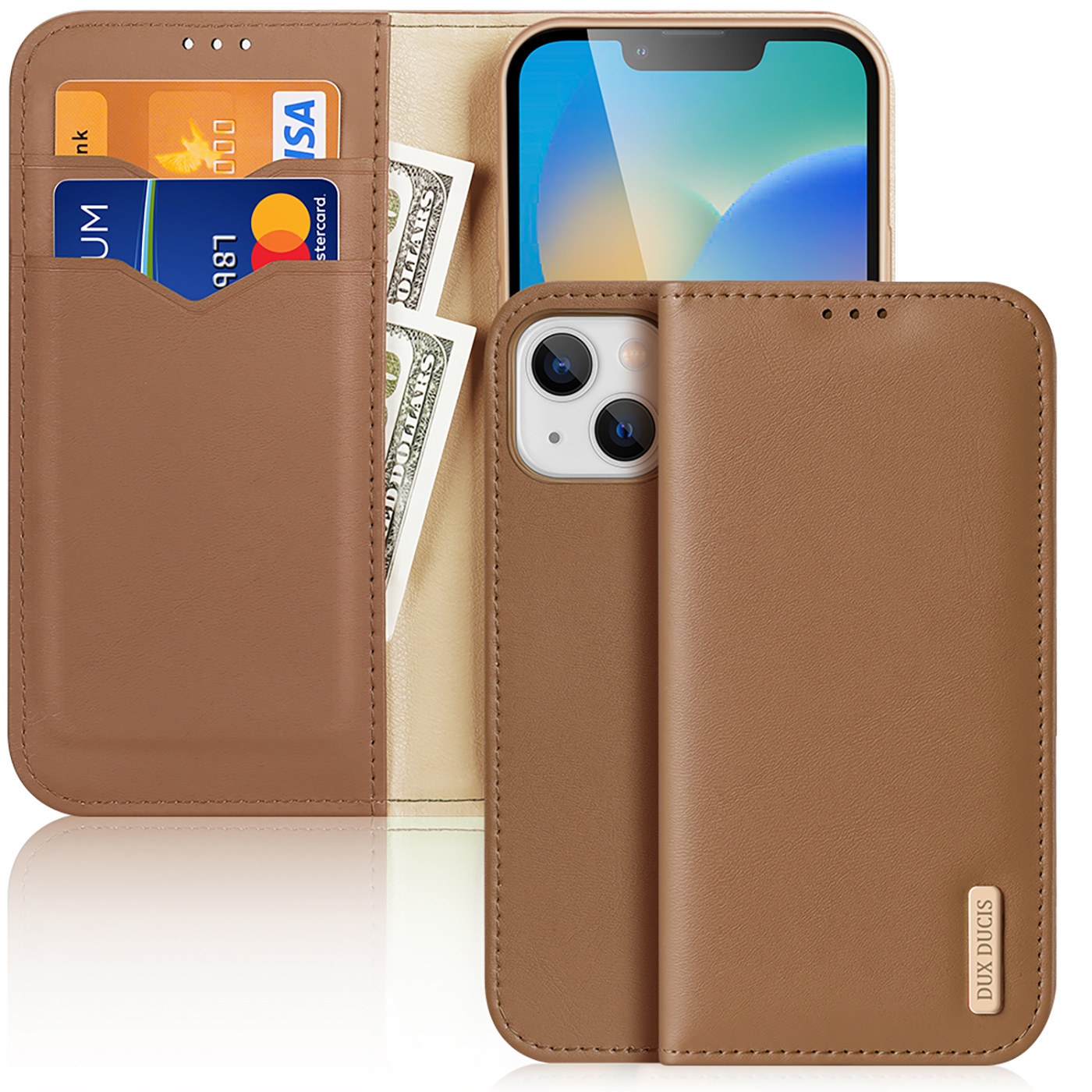 For iPhone 14/13 DUX DUCIS Hivo Series Cowhide + PU + TPU Leather Case (Brown) For iPhone 14/13 DUX DUCIS Hivo Series Cowhide + PU + TPU Leather Case (Brown)
