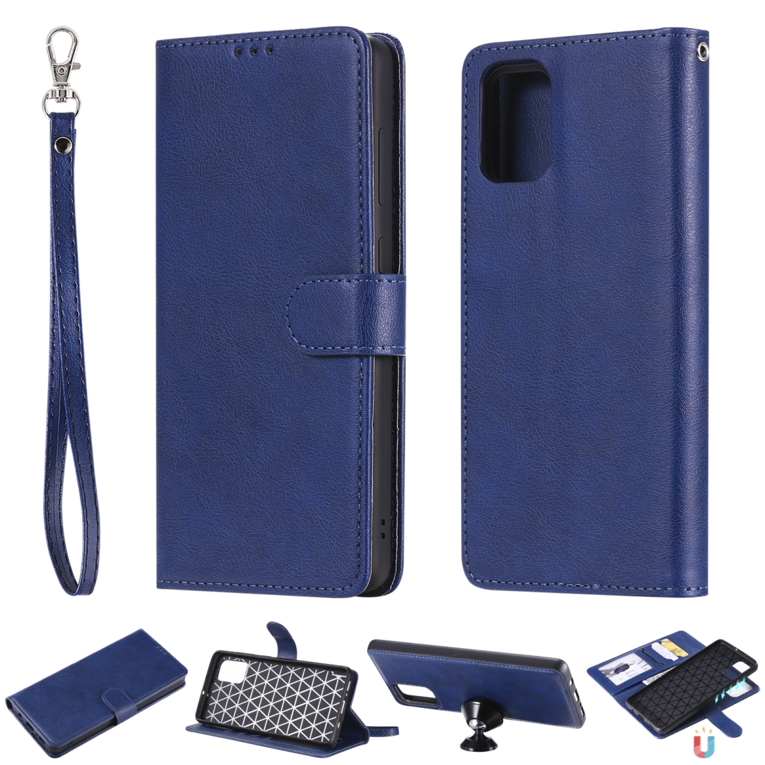 For Galaxy A71 2 in 1 Solid Color Detachable PU Leather Case with Card Slots & Magnetic Holder & Photo Frame & Wallet & Strap(Blue) For Galaxy A71 2 in 1 Solid Color Detachable PU Leather Case with Card Slots & Magnetic Holder & Photo Frame & Wallet & Strap(Blue)