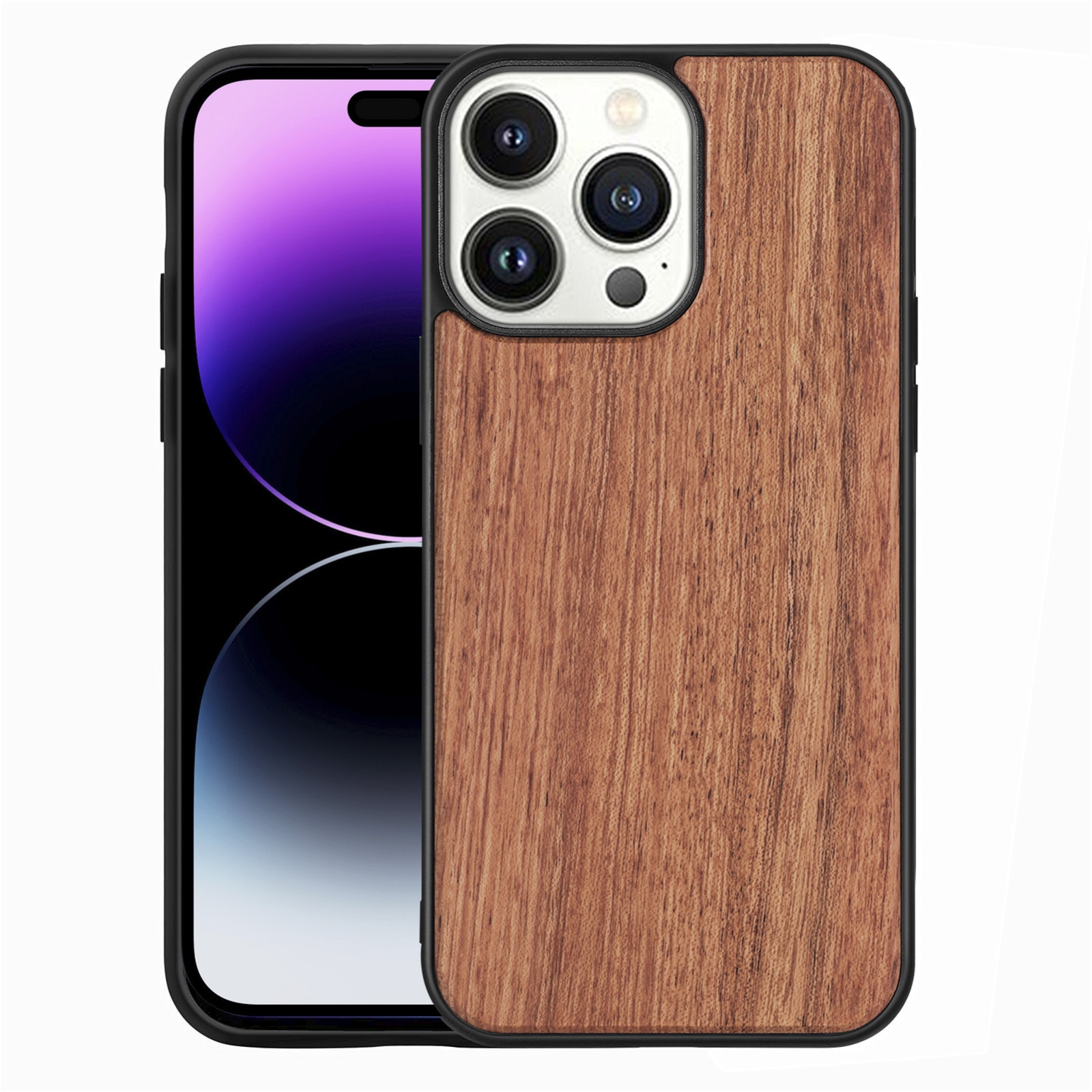 For iPhone 14 Pro Max TPU + Solid Wood Phone Case (Rosewood) For iPhone 14 Pro Max TPU + Solid Wood Phone Case (Rosewood)