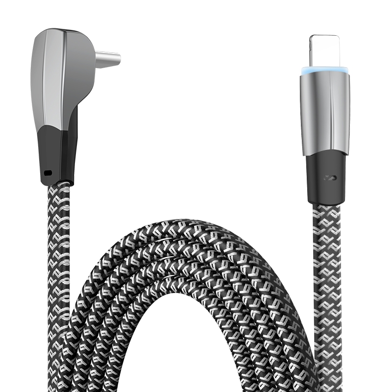 3A USB-C/Type-C to 8 Pin Elbow Fast Charge Data Cable, Length:1.2m(Grey) 3A USB-C/Type-C to 8 Pin Elbow Fast Charge Data Cable, Length:1.2m(Grey)