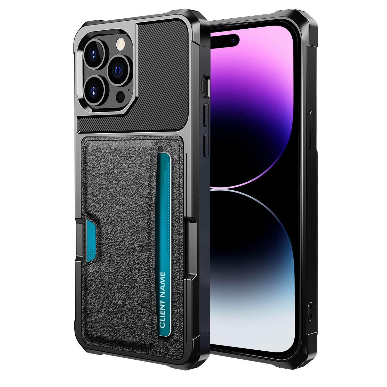 For iPhone 14 Pro Max ZM02 Card Slot Holder Phone Case (Black) For iPhone 14 Pro Max ZM02 Card Slot Holder Phone Case (Black)