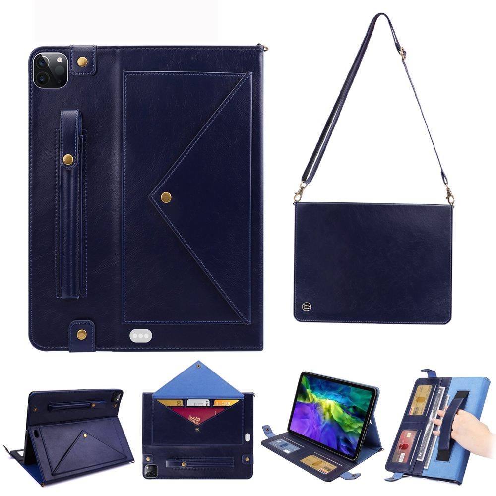 For iPad Pro 11 2021 / 2020 Envelope Horizontal Flip PU Leather Tablet Case with Card Slots & Pen Slots & Holder & Wallet & Photo Frame & Shoulder Strap(Blue) For iPad Pro 11 2021 / 2020 Envelope Horizontal Flip PU Leather Tablet Case with Card Slots & Pen Slots & Holder & Wallet & Photo Frame & Shoulder Strap(Blue)