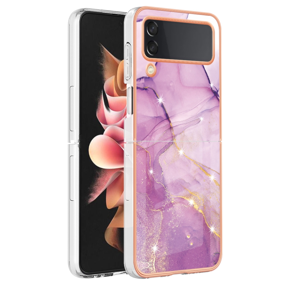 For Samsung Galaxy Z Flip4 Electroplating Marble Pattern IMD TPU Phone Case(Purple 001) For Samsung Galaxy Z Flip4 Electroplating Marble Pattern IMD TPU Phone Case(Purple 001)