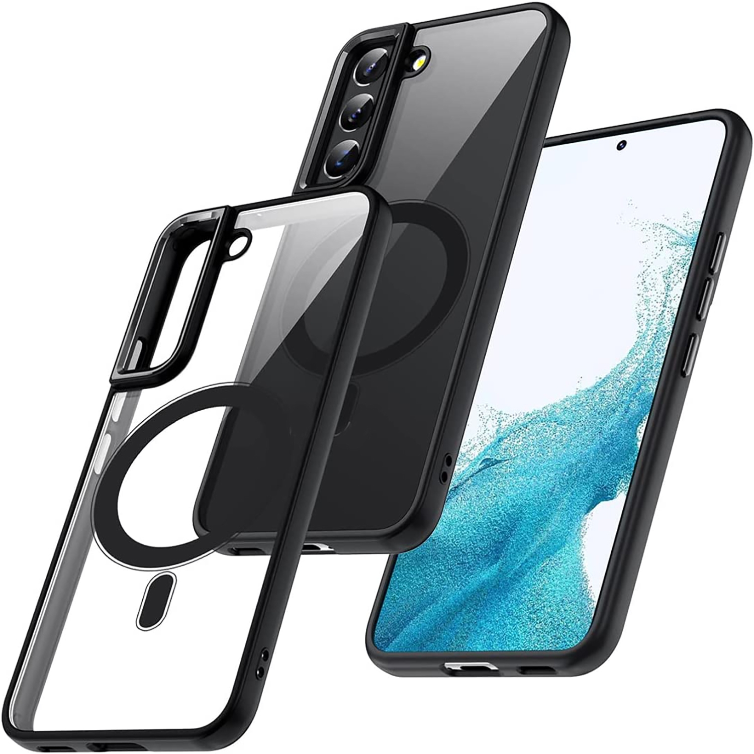 For Samsung Galaxy S22+ 5G Acrylic PC MagSafe Phone Case(Black) For Samsung Galaxy S22+ 5G Acrylic PC MagSafe Phone Case(Black)