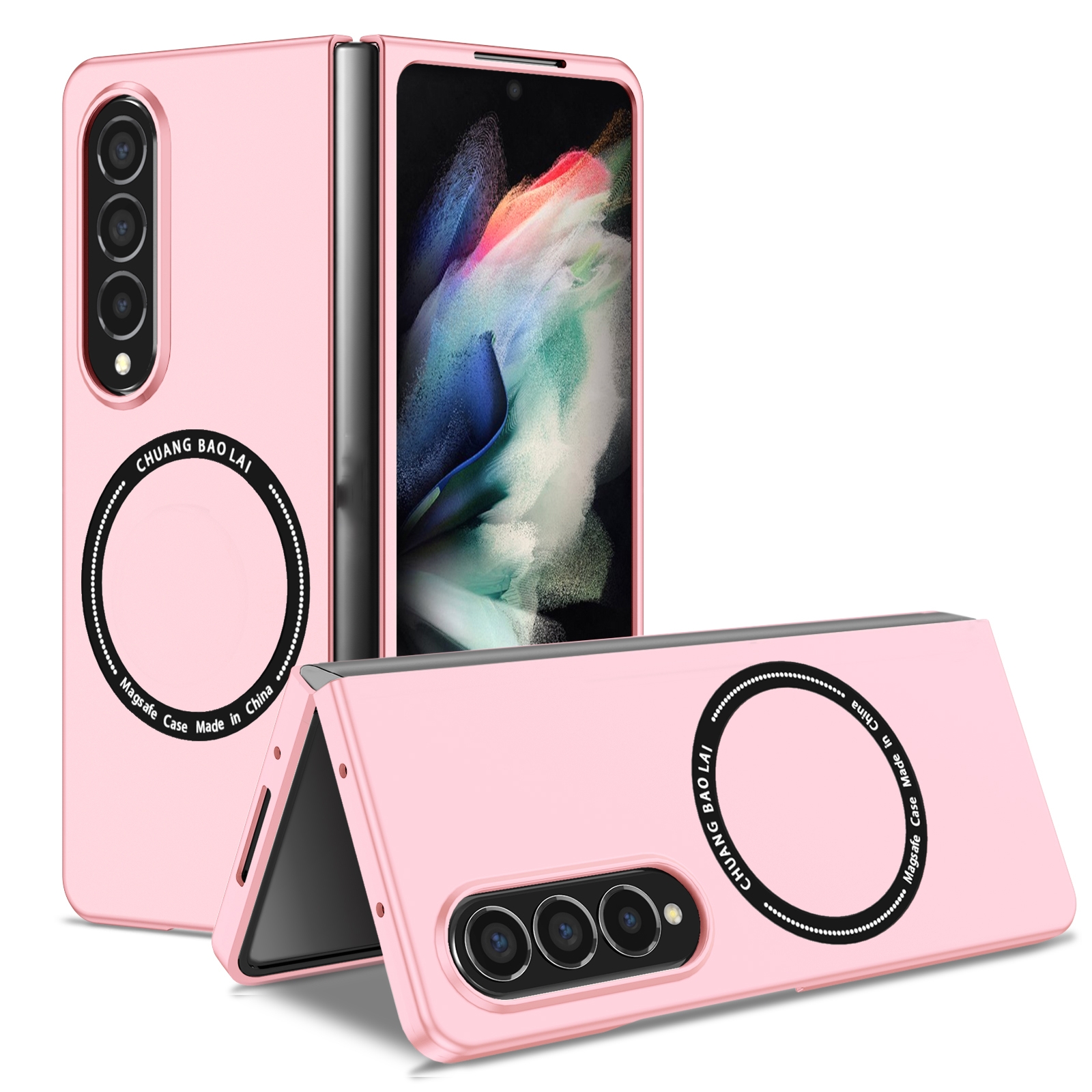 For Samsung Galaxy Z Fold4 Magsafe Magnetic Folding PC Phone Case(Pink) For Samsung Galaxy Z Fold4 Magsafe Magnetic Folding PC Phone Case(Pink)
