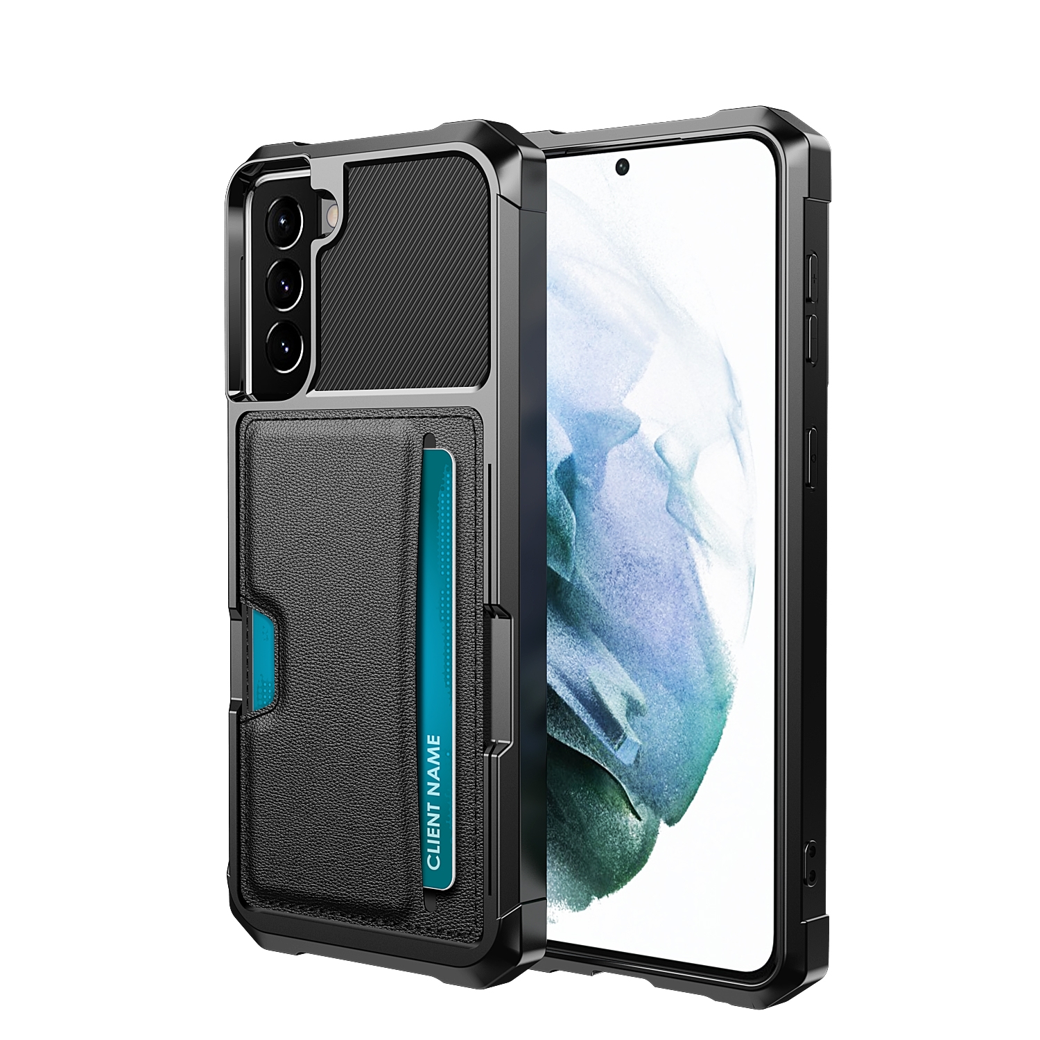 For Samsung Galaxy S22 5G ZM02 Card Slot Holder Phone Case(Black) For Samsung Galaxy S22 5G ZM02 Card Slot Holder Phone Case(Black)