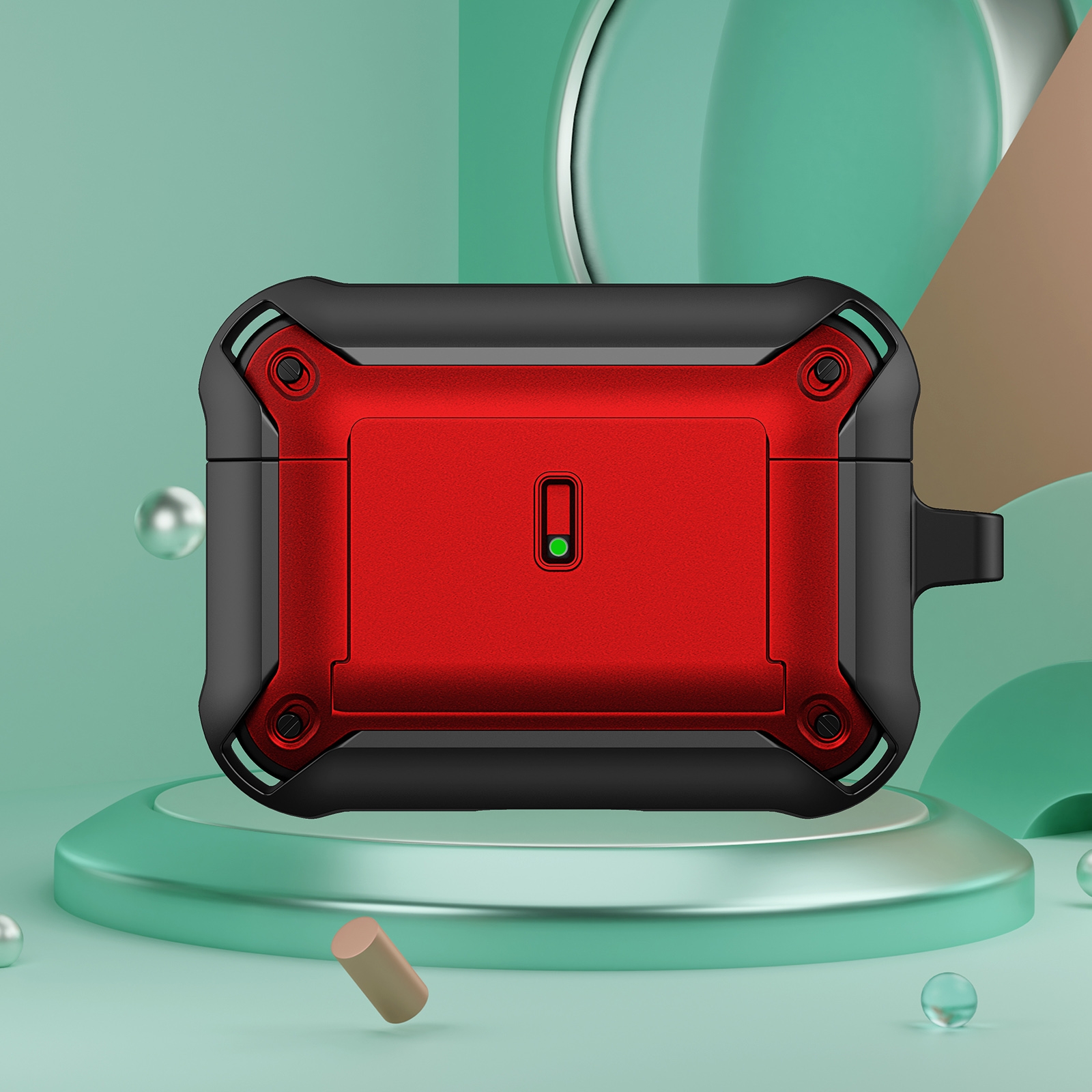For AirPods Pro Sliding Buckle Wireless Earphone Protective Case with Hook(Black Red) For AirPods Pro Sliding Buckle Wireless Earphone Protective Case with Hook(Black Red)