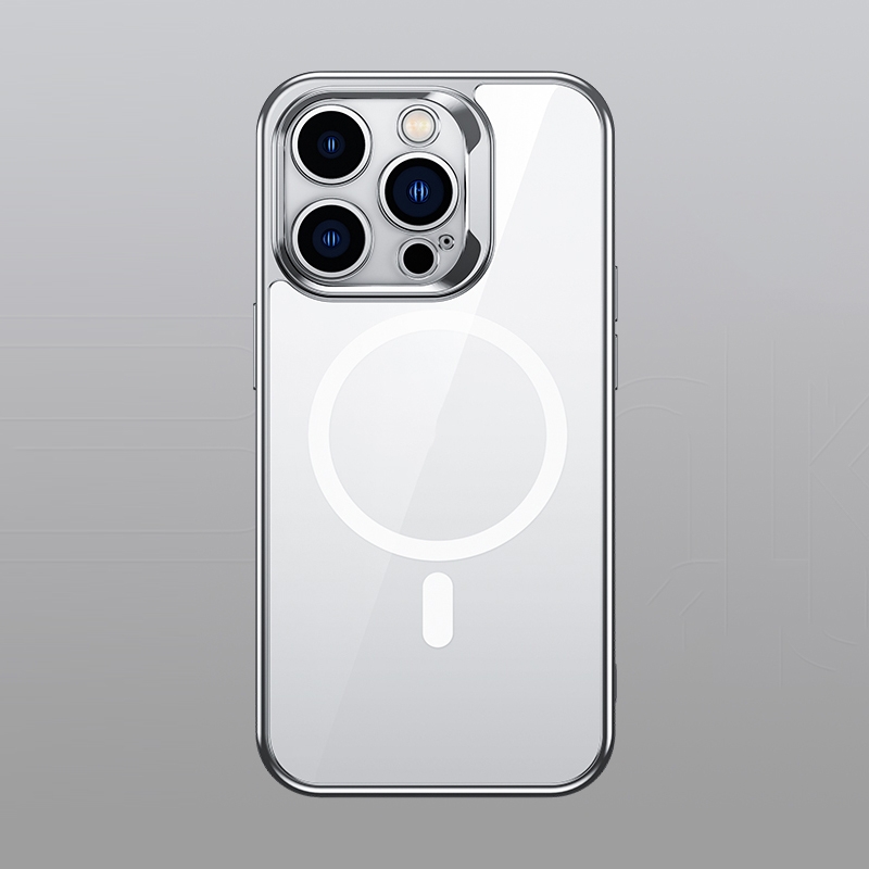 For iPhone 14 Plus Benks MagSafe Magnetic Electroplated Glass Phone Case(Silver) For iPhone 14 Plus Benks MagSafe Magnetic Electroplated Glass Phone Case(Silver)