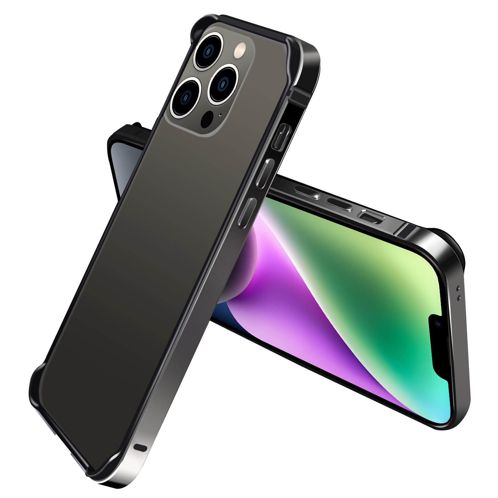 For iPhone 14 TPU + Aluminum Alloy Frame Phone Case(Black) For iPhone 14 TPU + Aluminum Alloy Frame Phone Case(Black)