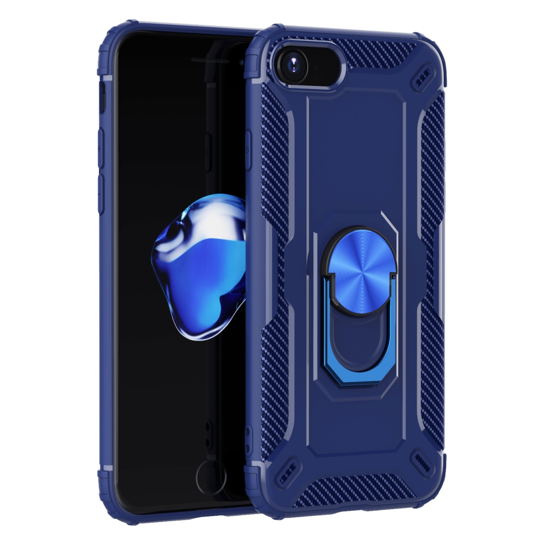 For iPhone SE 2022 / SE 2020 / 8 / 7 Shockproof Armor TPU Case with Ring Holder(Blue) For iPhone SE 2022 / SE 2020 / 8 / 7 Shockproof Armor TPU Case with Ring Holder(Blue)