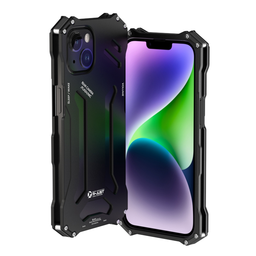 For iPhone 14 R-JUST RJ17 Shockproof Armor Metal Phone Case(Black) For iPhone 14 R-JUST RJ17 Shockproof Armor Metal Phone Case(Black)