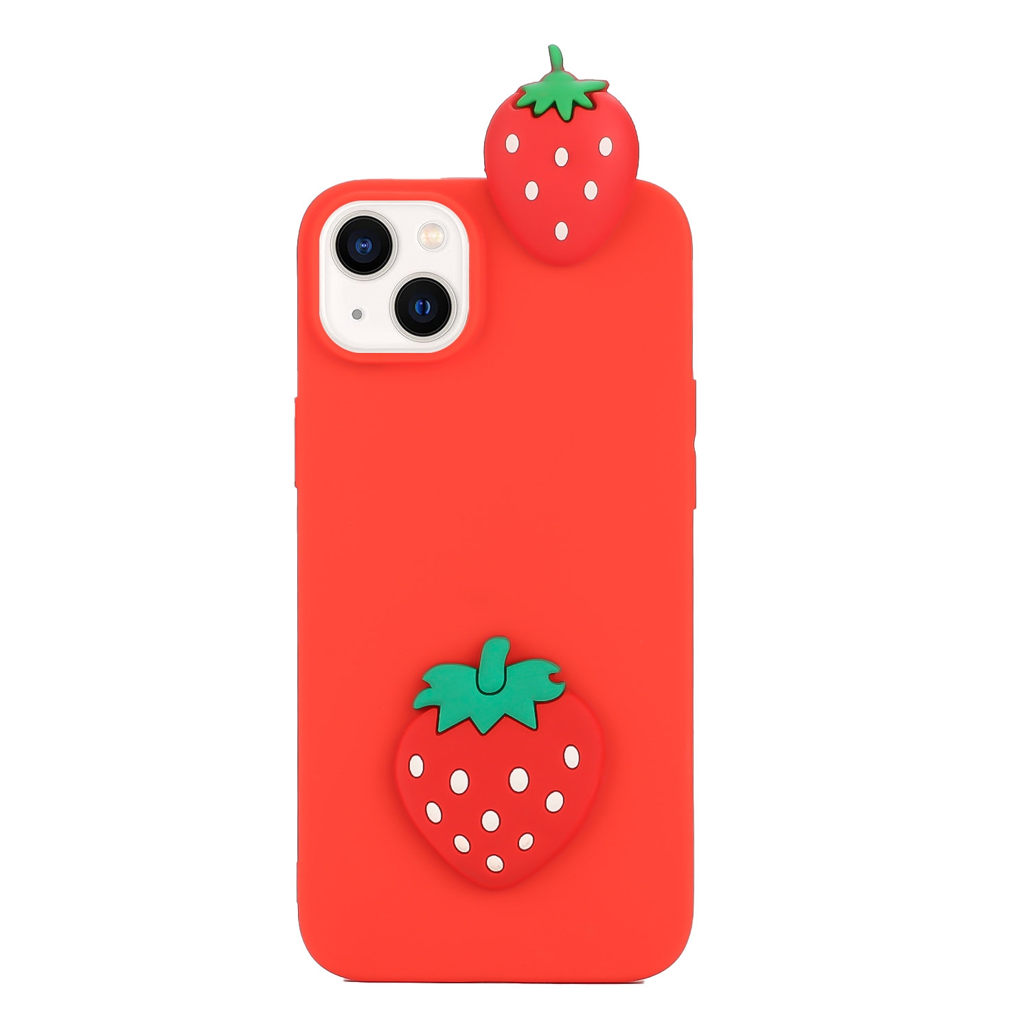 For iPhone 14 Plus 3D Silicone Lying Cartoon TPU Phone Case(Strawberry)