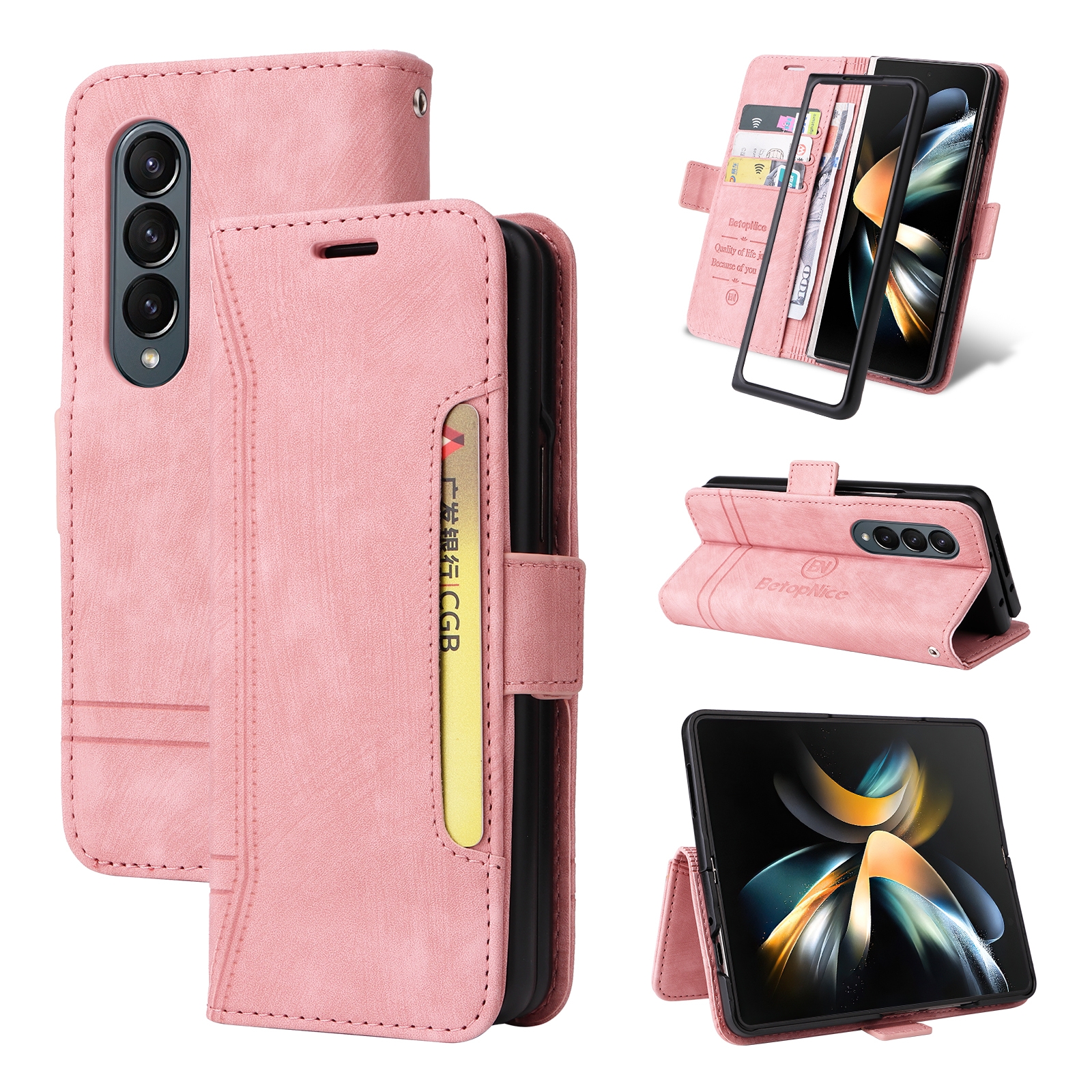For Samsung Galaxy Z Fold4 BETOPNICE Dual-side Buckle Leather Phone Case(Pink) For Samsung Galaxy Z Fold4 BETOPNICE Dual-side Buckle Leather Phone Case(Pink)