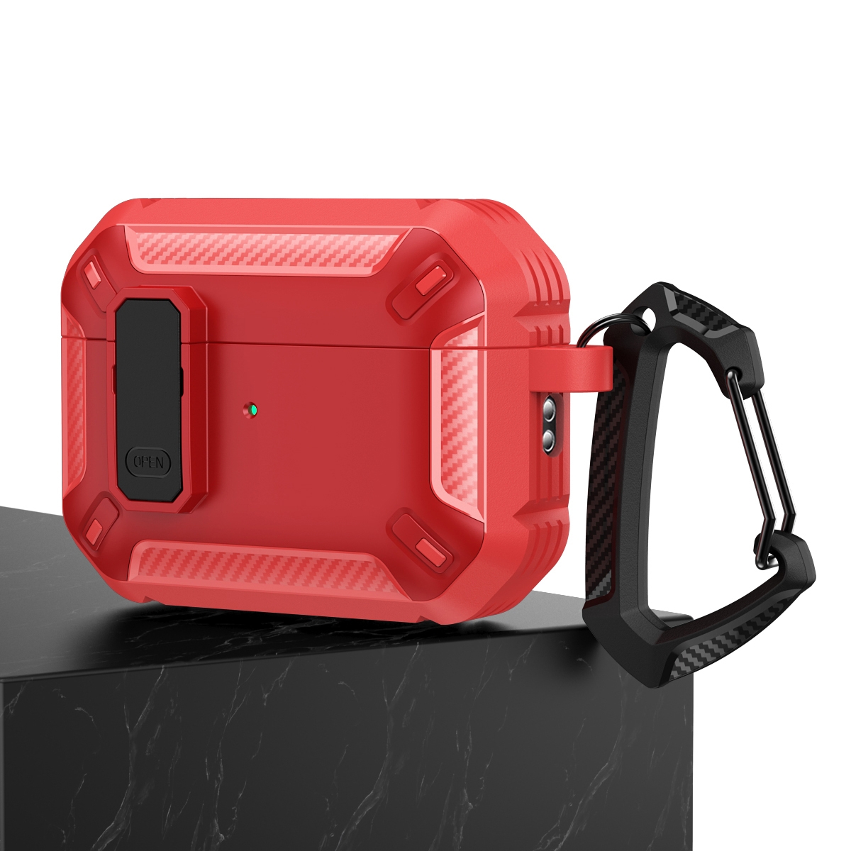 For AirPods Pro 2 Shield Shockproof Earphone Protective Case with Hook(Red)
