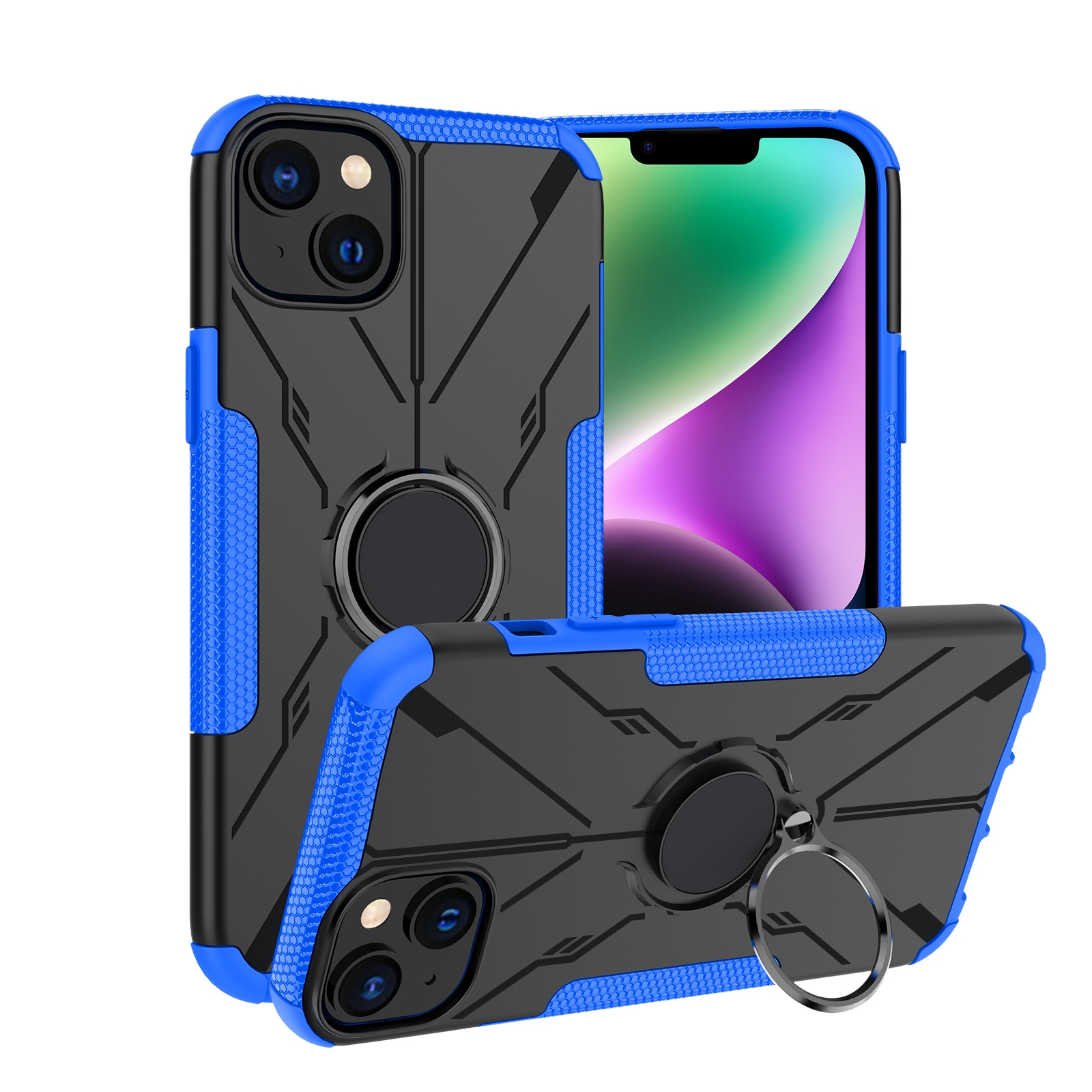 For iPhone 14 Plus Armor Bear Shockproof PC + TPU Phone Case with Ring(Blue) For iPhone 14 Plus Armor Bear Shockproof PC + TPU Phone Case with Ring(Blue)