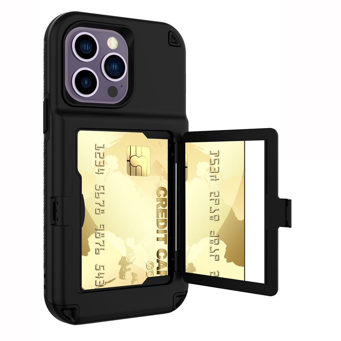 For iPhone 14 Pro 3 in 1 PC + TPU Mirror Phone Case(Black) For iPhone 14 Pro 3 in 1 PC + TPU Mirror Phone Case(Black)