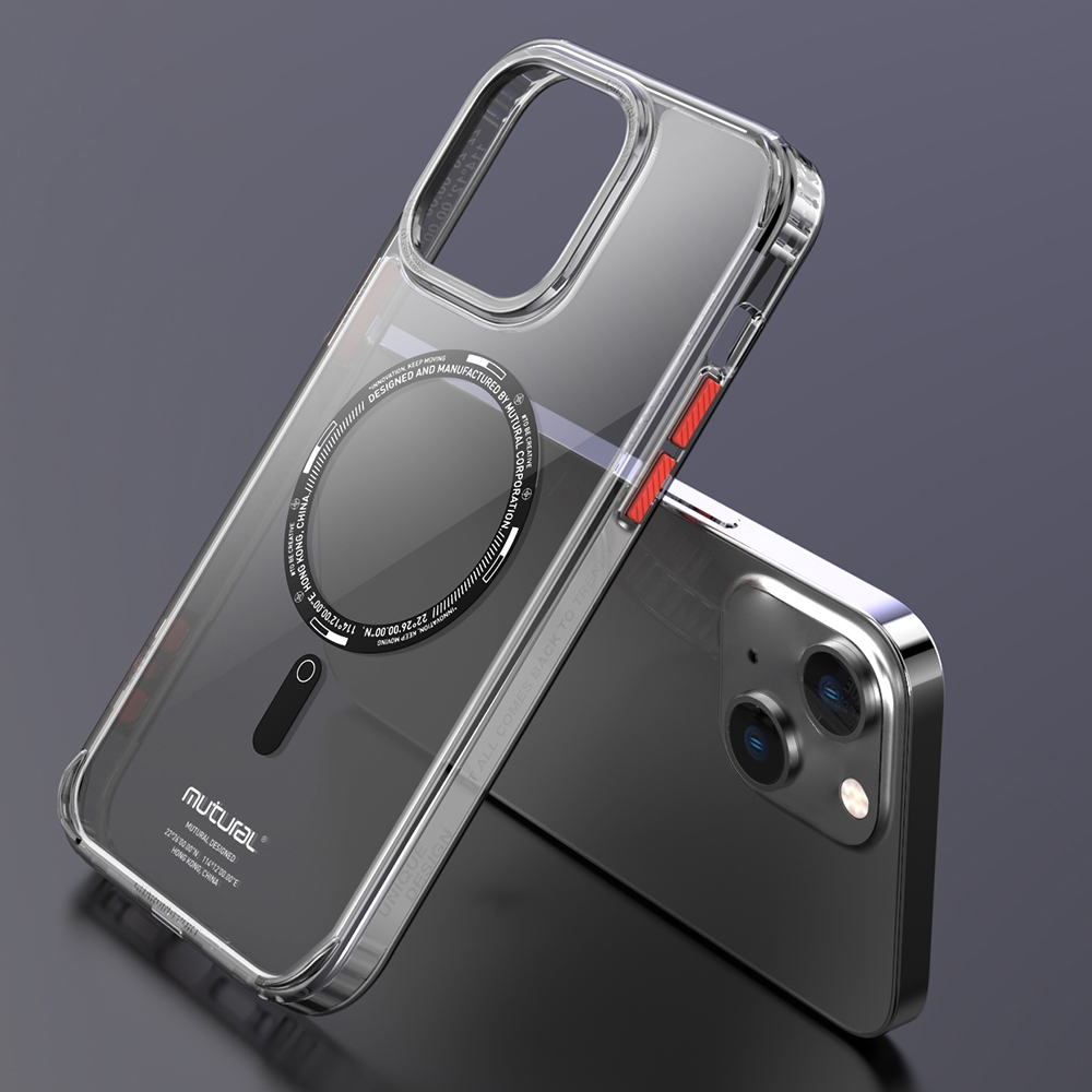 For iPhone 14 Mutural Armour Magsafe Phone Case(Transparent Black) For iPhone 14 Mutural Armour Magsafe Phone Case(Transparent Black)